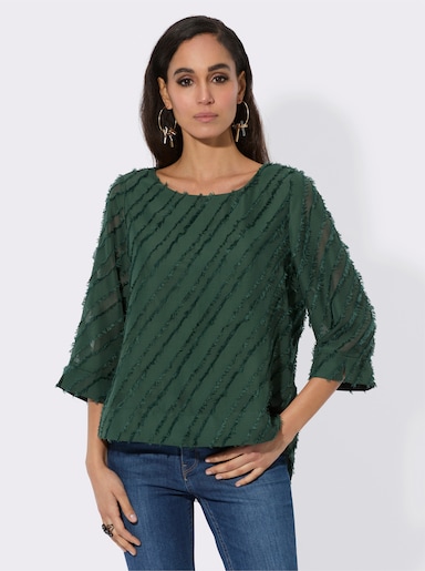 Schlupf-Bluse in Crêpe-Qualität - moos