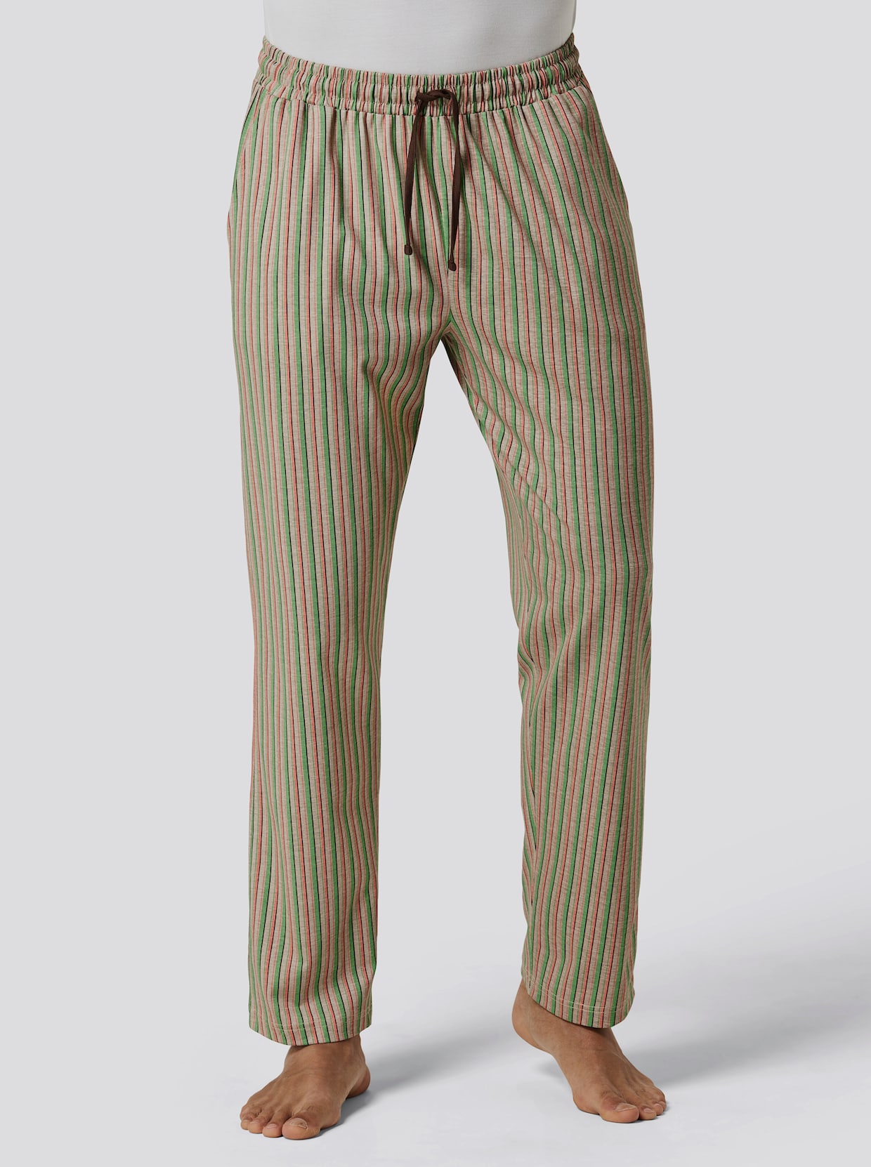wäschepur men Broek, lang - beige/papaja gestreept