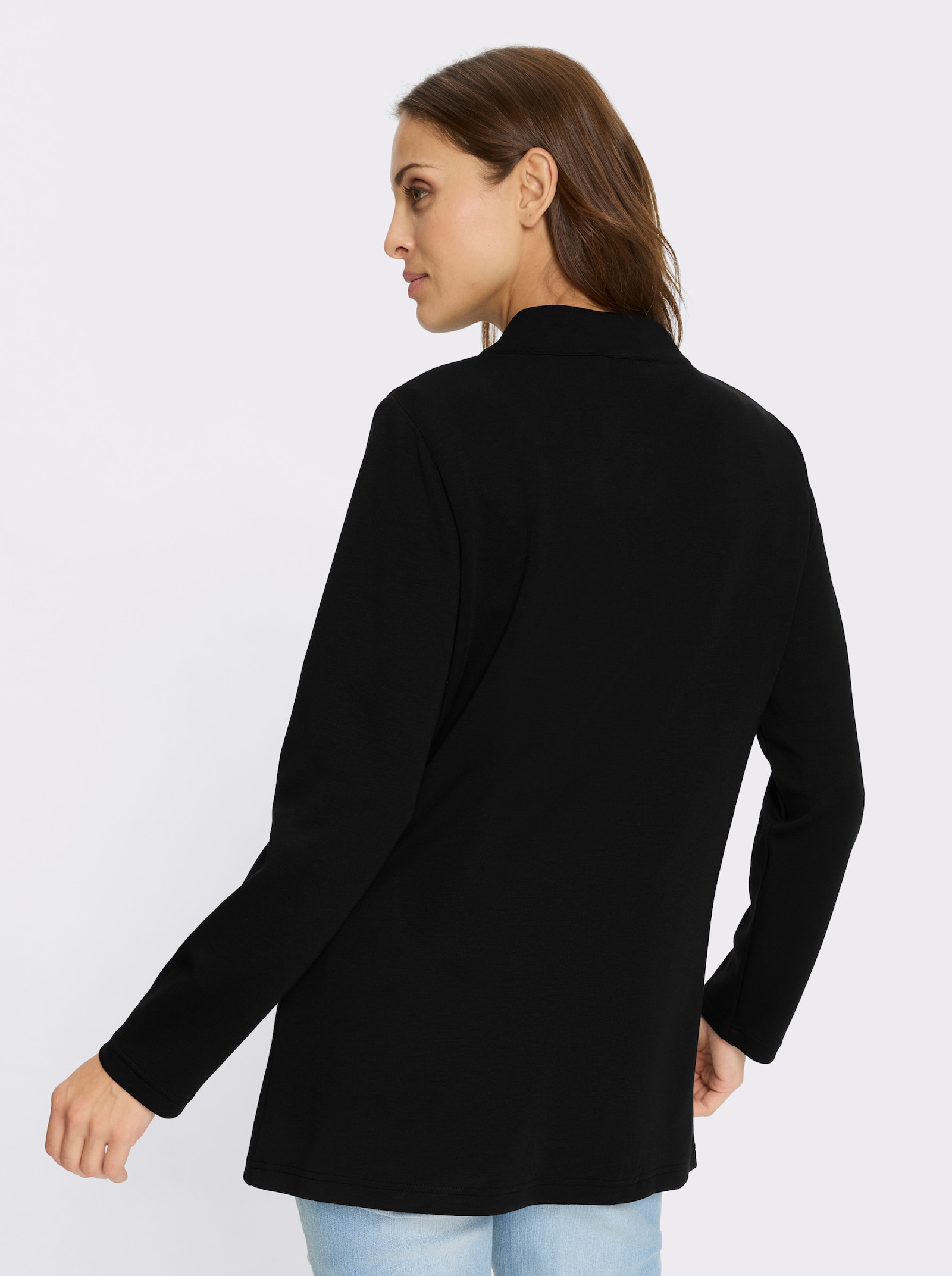 Sweatjacke mit 2-Wege-Reissverschluss - schwarz