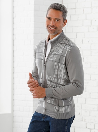 Strickjacke - grau-gemustert