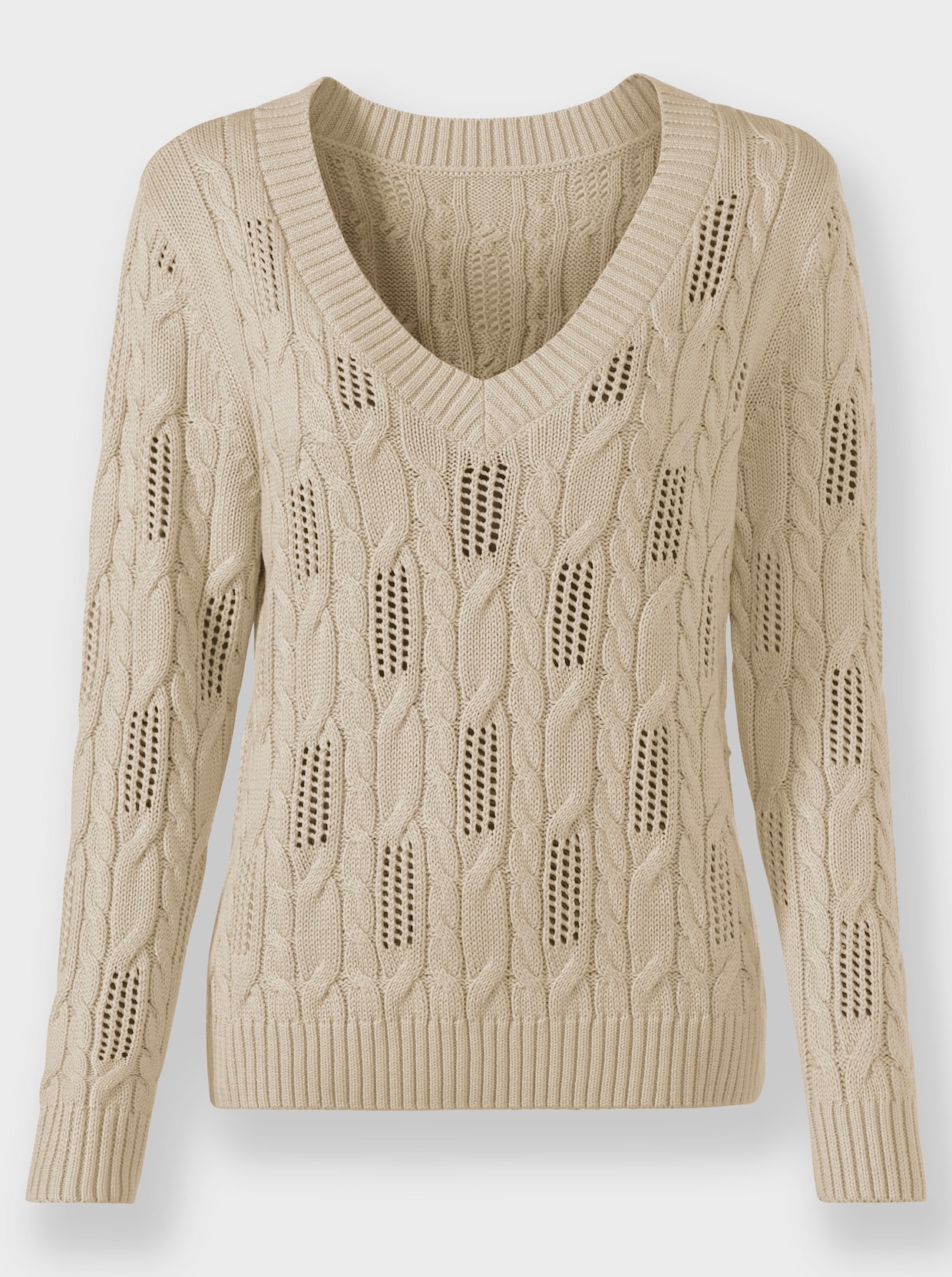 V-Ausschnitt-Pullover - sand