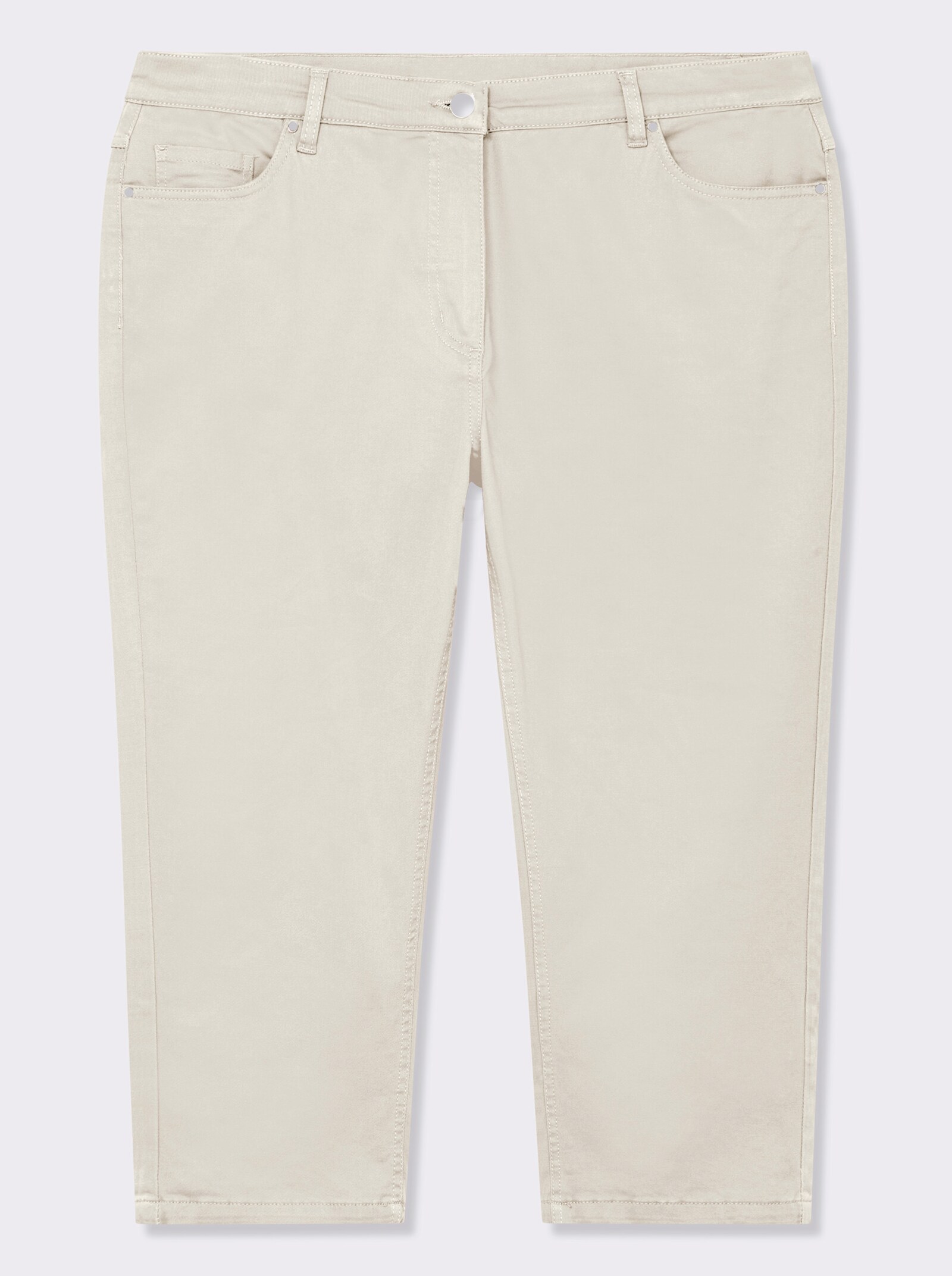 3/4-Jeans mit Bändchen-Verzierung - weiß