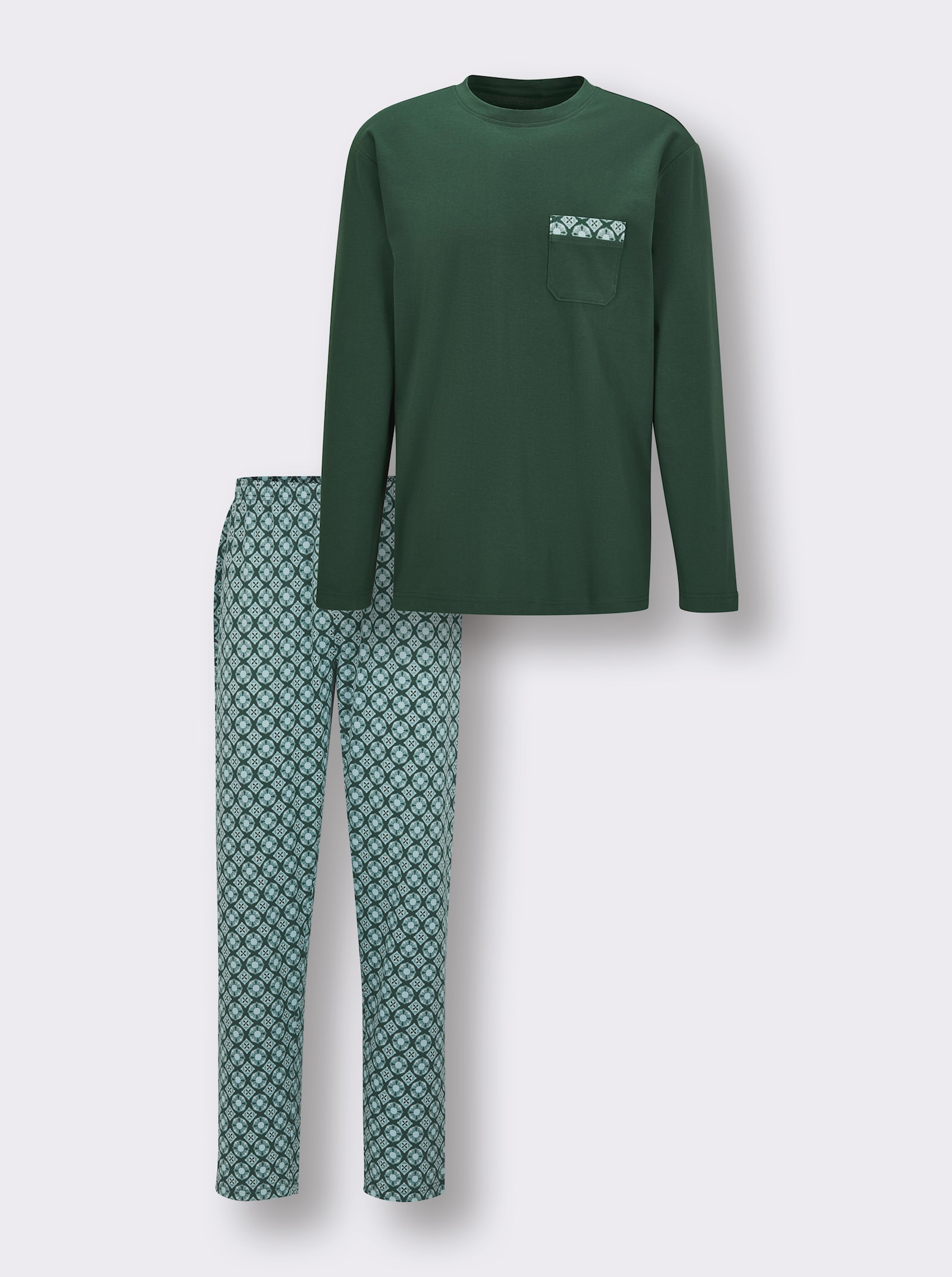 wäschepur men Schlafanzug - moos-jade-bedruckt