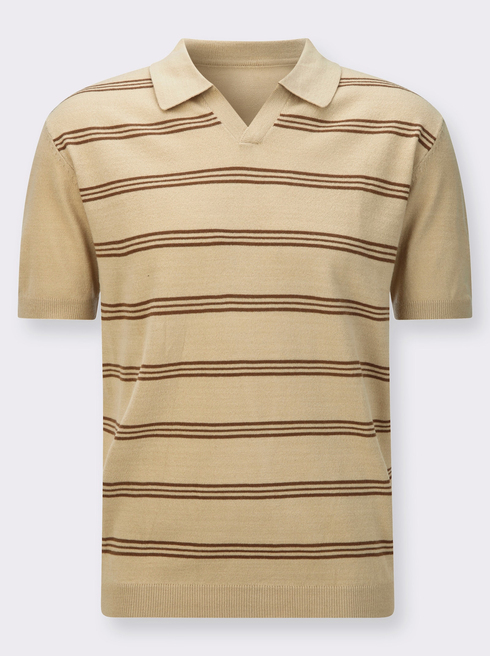Polopullover mit Streifenmuster - beige-braun