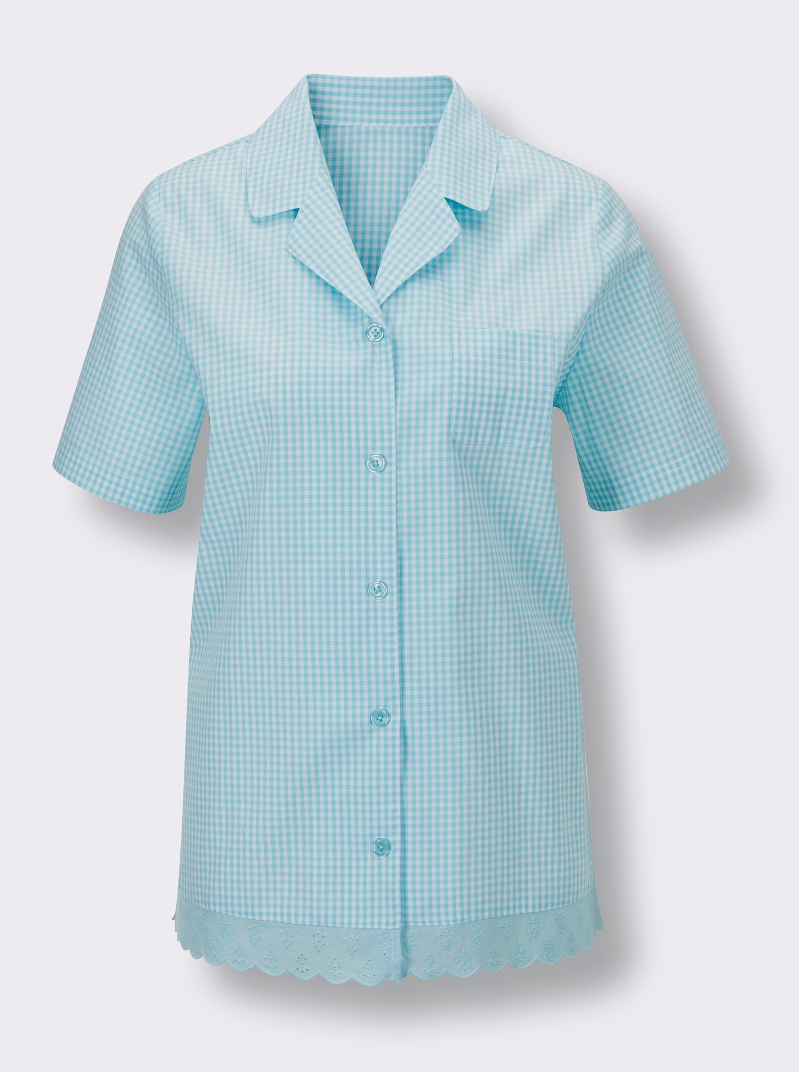 wäschepur Pyjama aus feinem Batist - aquamarin-weiß