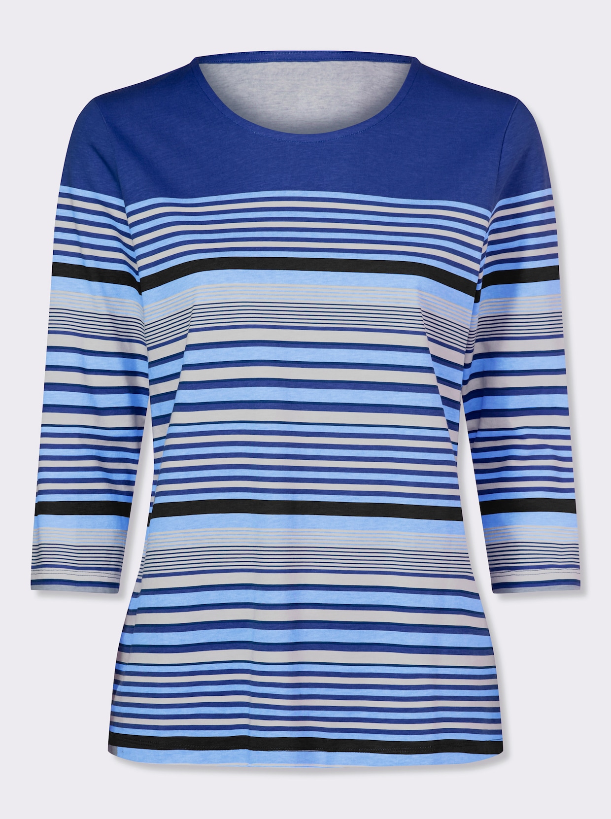 3/4-Arm-Shirt - jeansblau-ecru-geringelt