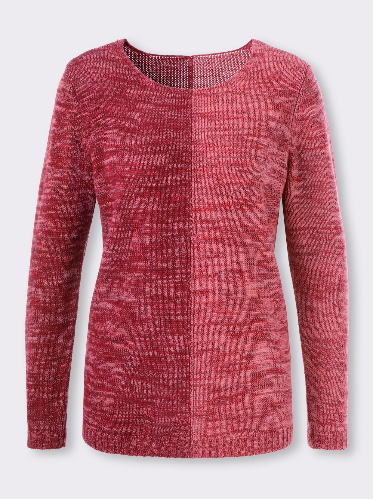 Langarm-Pullover - dunkelrot-flamingo-meliert