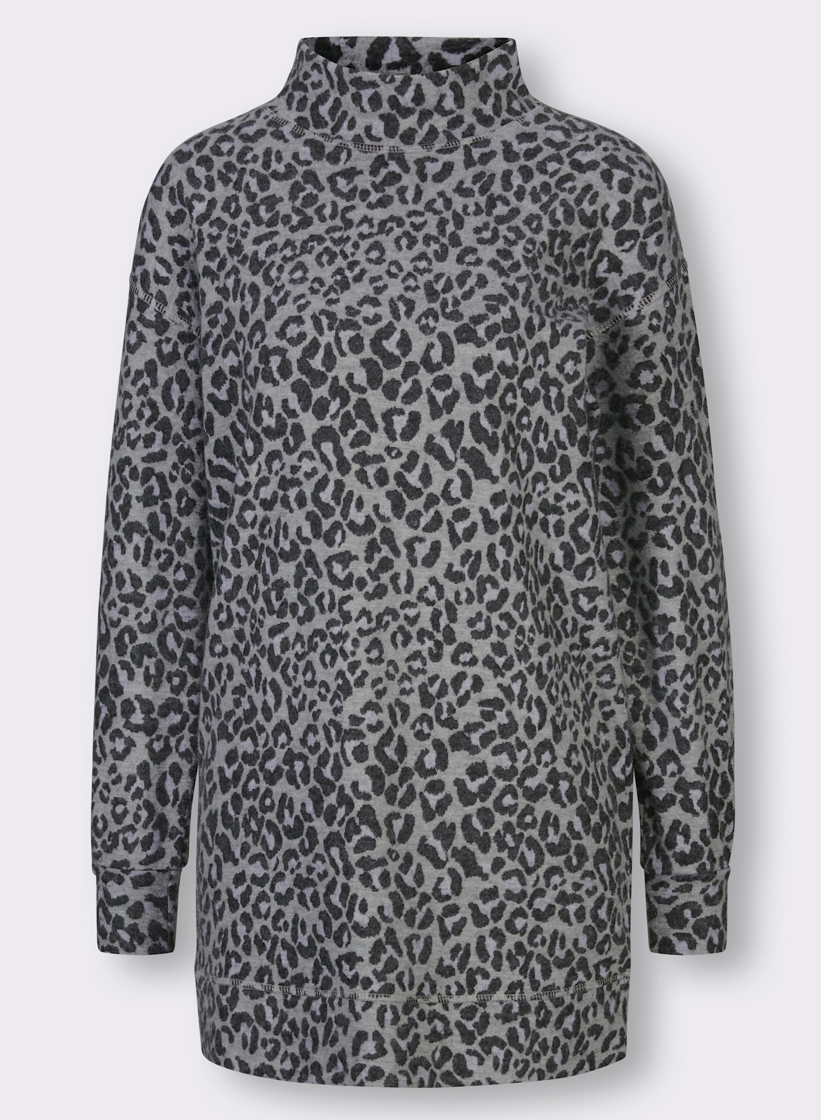 Comodo Longshirt - grau-meliert-schwarz-gemustert