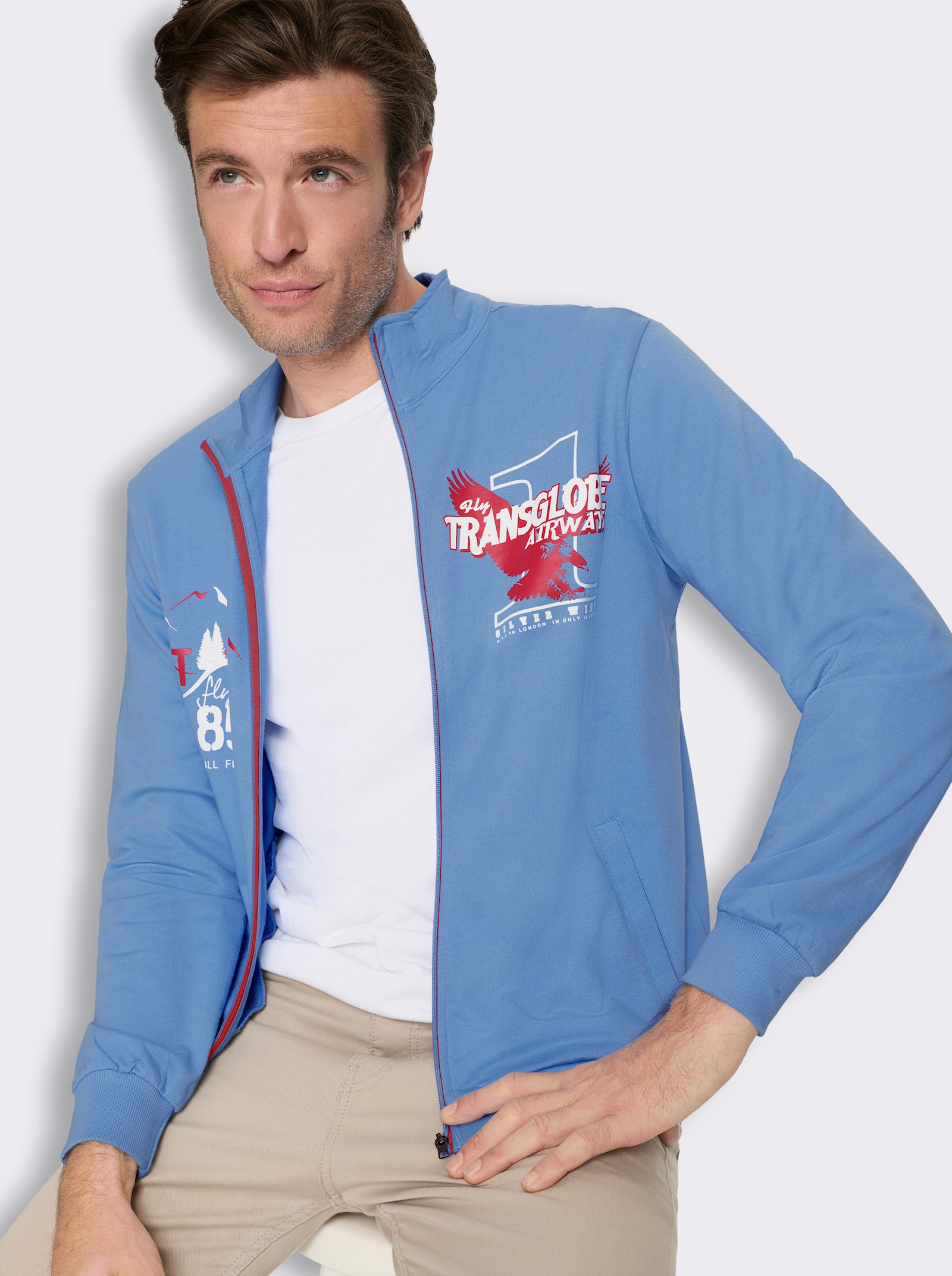 Shirtjacke mit Prints - himmelblau
