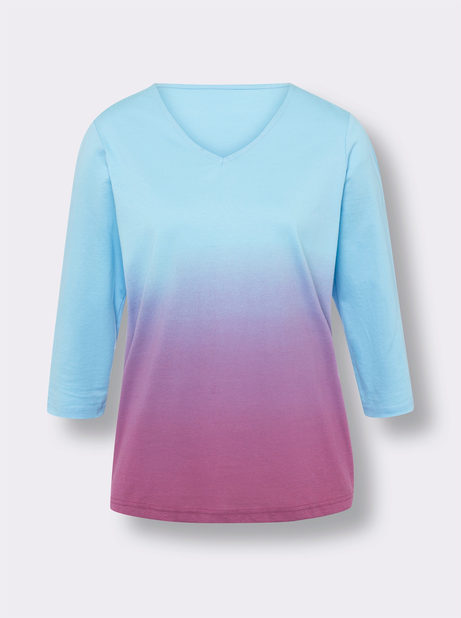 3/4-Arm-Shirt mit Farbverlauf - aqua-fuchsia-bedruckt