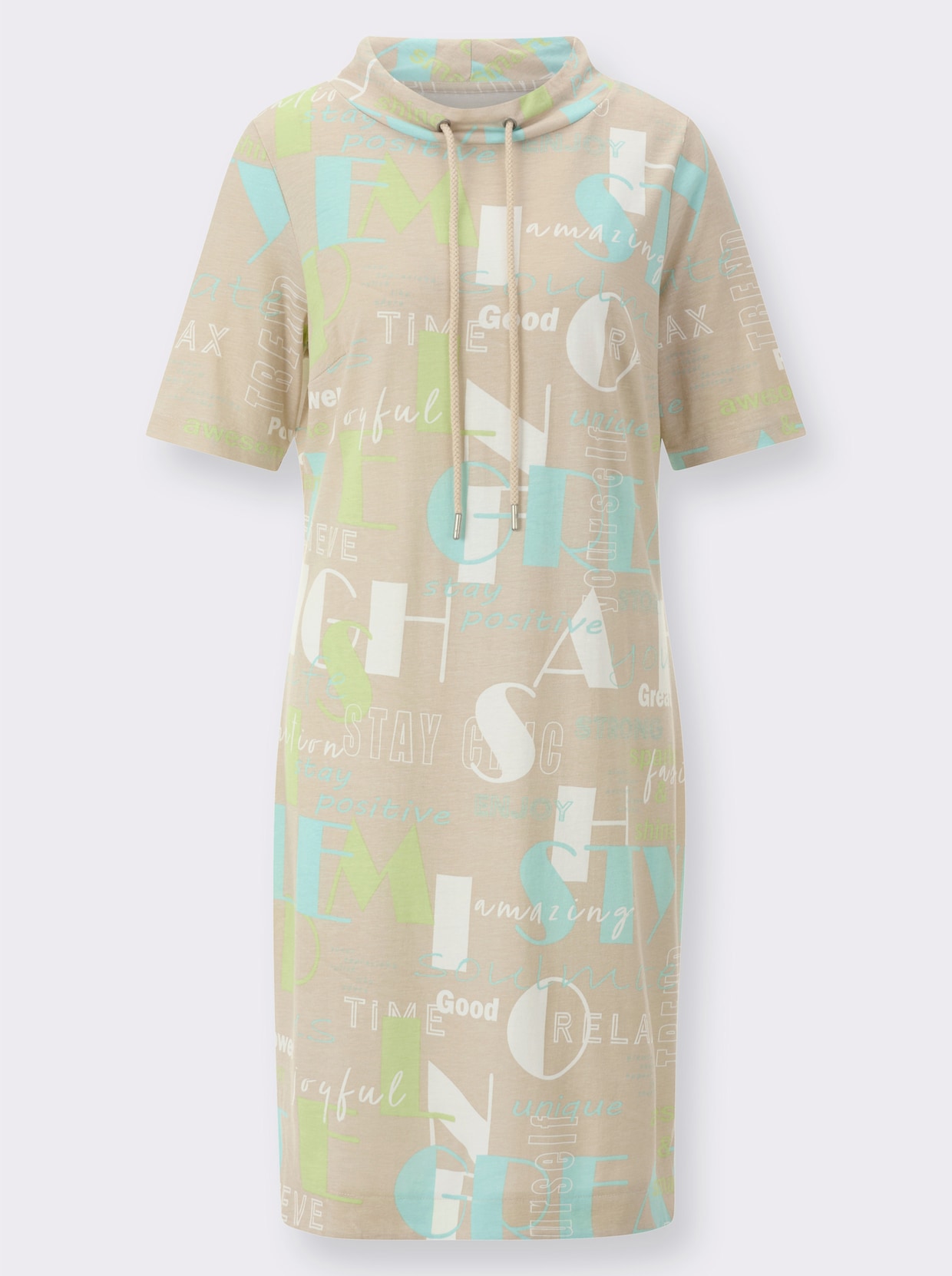 Shirtkleid - sand-mint-bedruckt