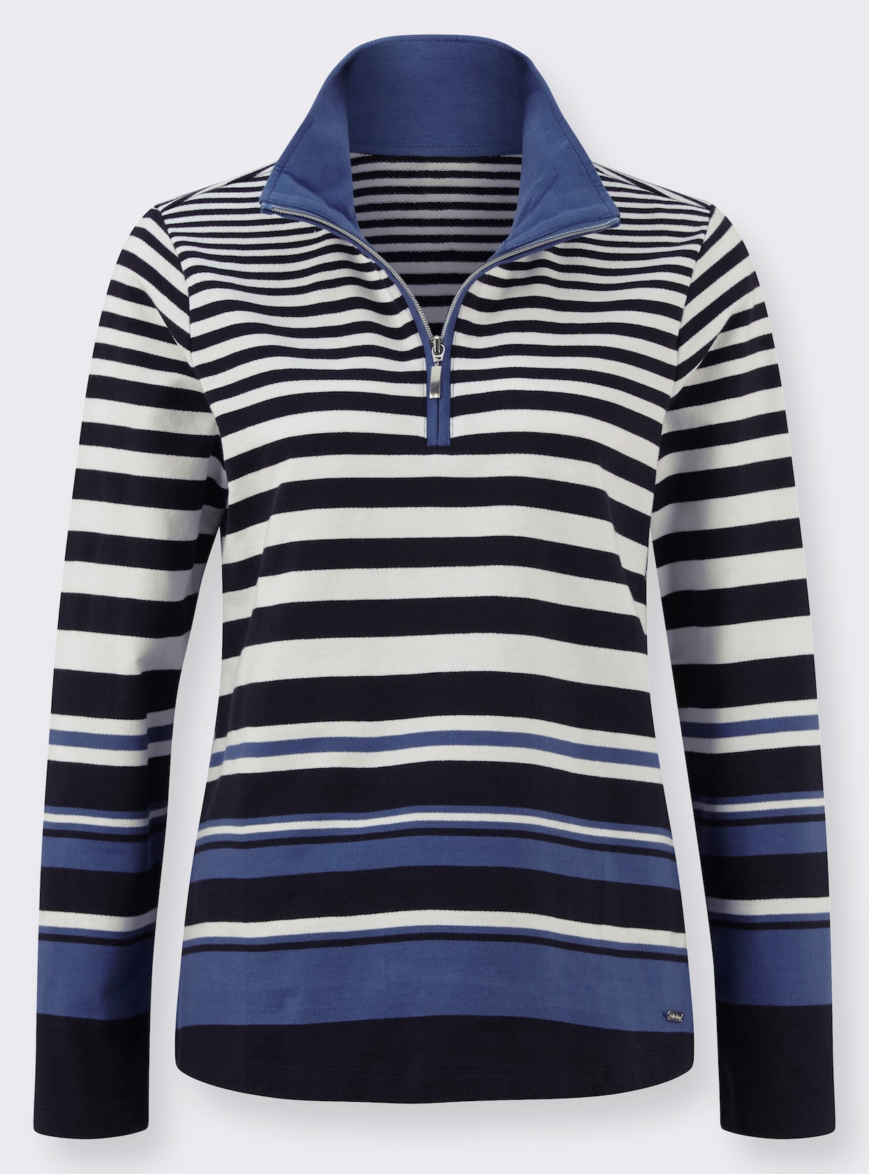 Tepláková bunda - Pruhovanie: námornícka modrá – džínsovo modrá