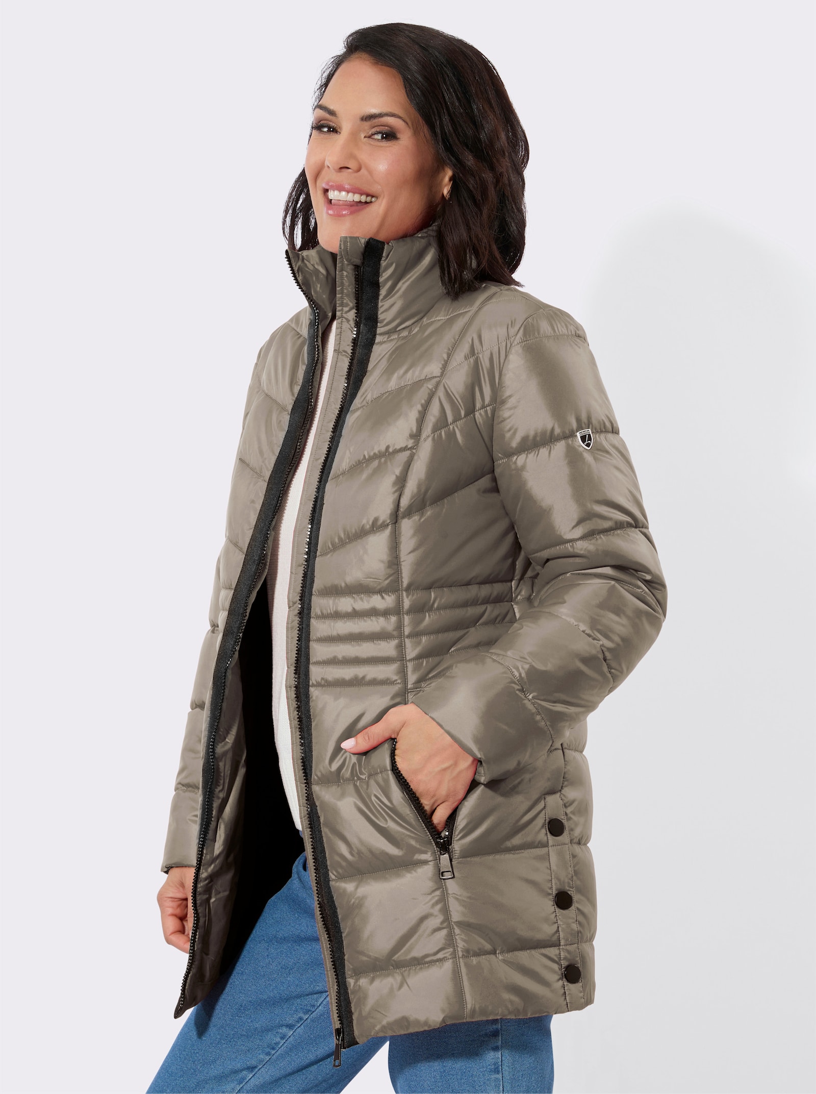 Winterjacke mit schmeichelnder Steppung - sesam
