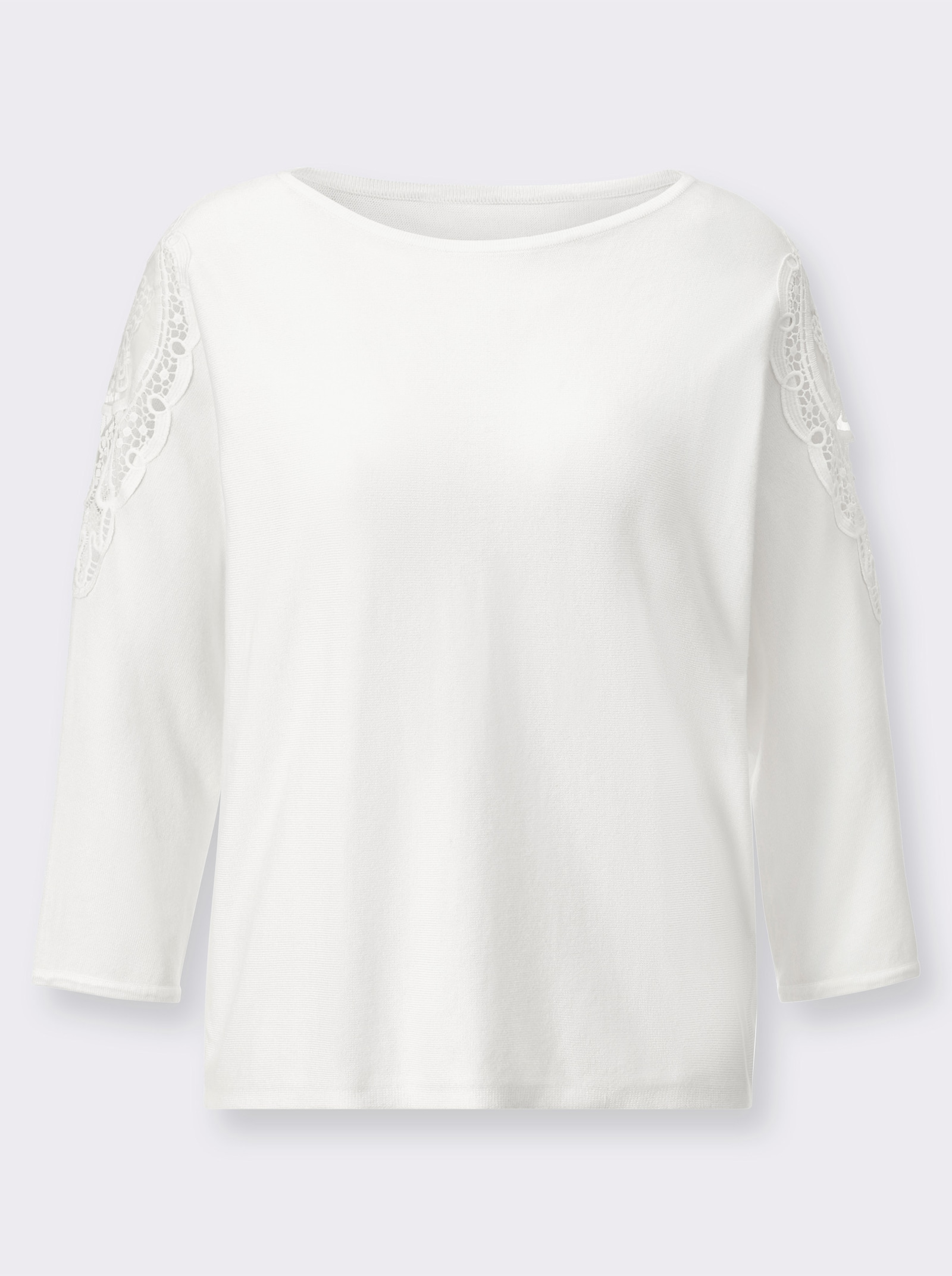 Langarm-Pullover mit Fledermaus-Ärmeln - ecru