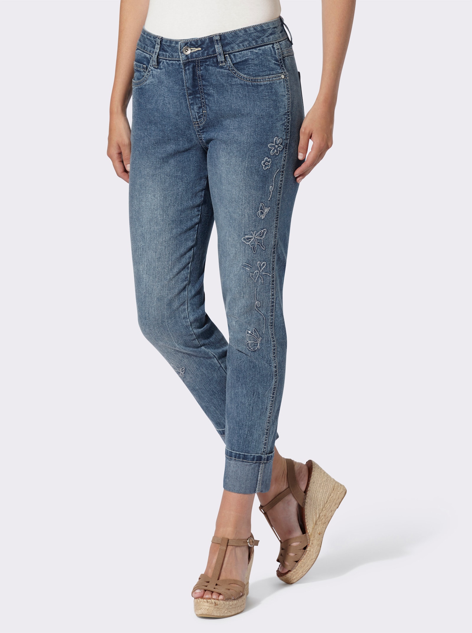 heine 7/8-Jeans mit Stickerei - blue-bleached