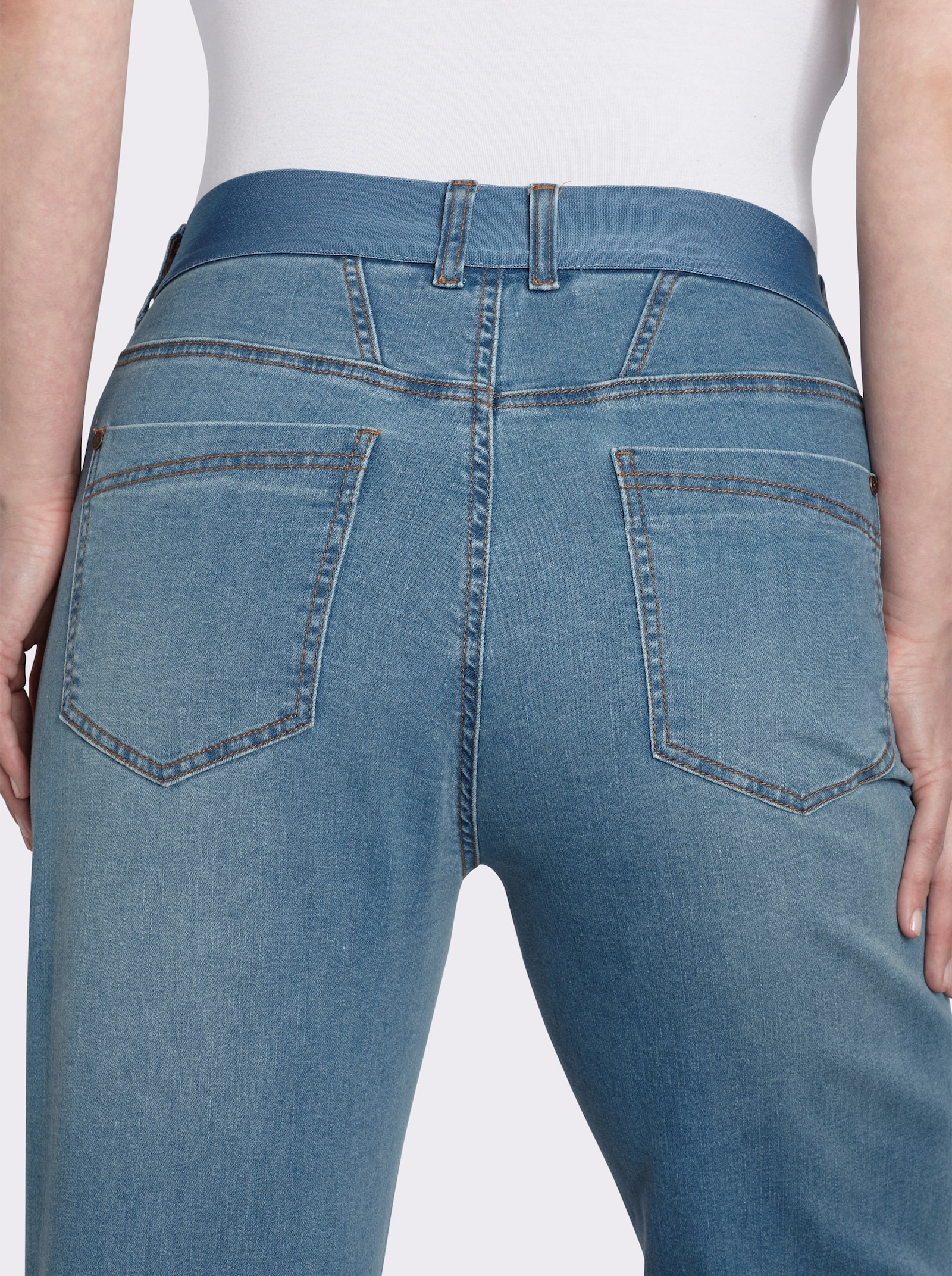 sheego Jeans mit schmalem Bein und Komfortbund - blue-bleached