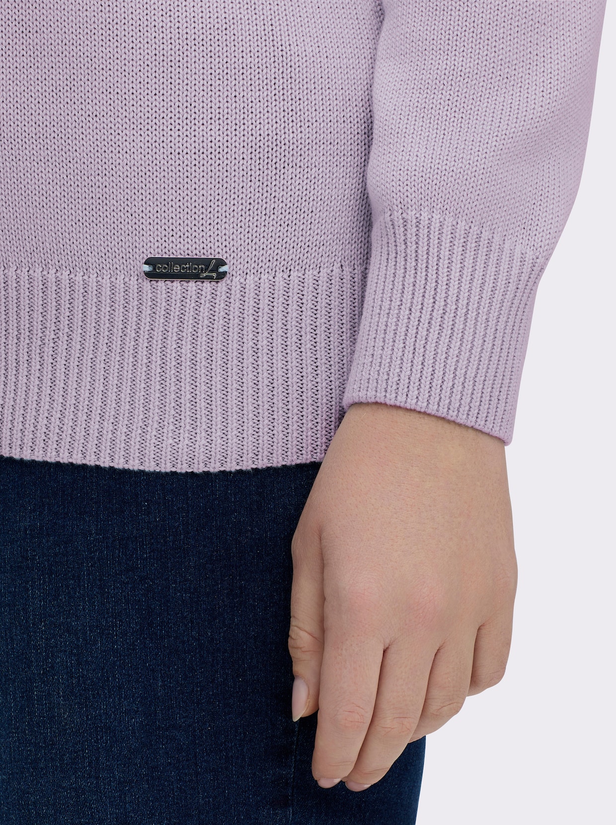 V-Ausschnitt-Pullover mit Baumwolle - flieder