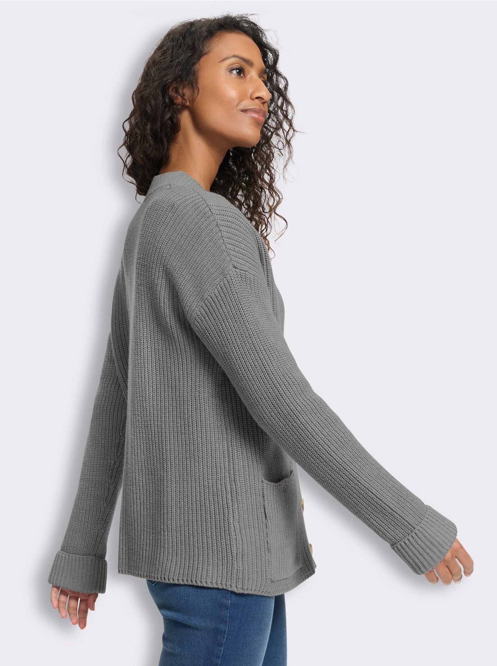 heine Strickjacke mit Taschen - grau-meliert