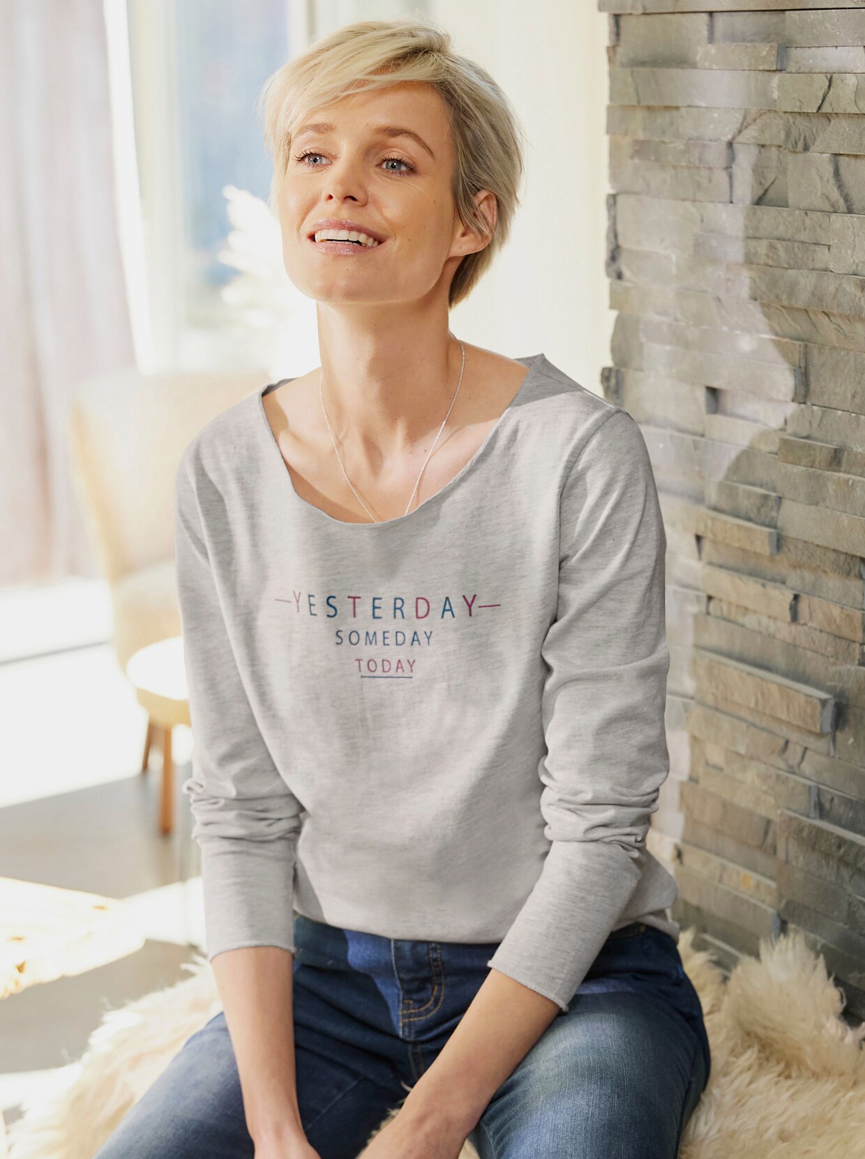heine Shirt - hellgrau-meliert