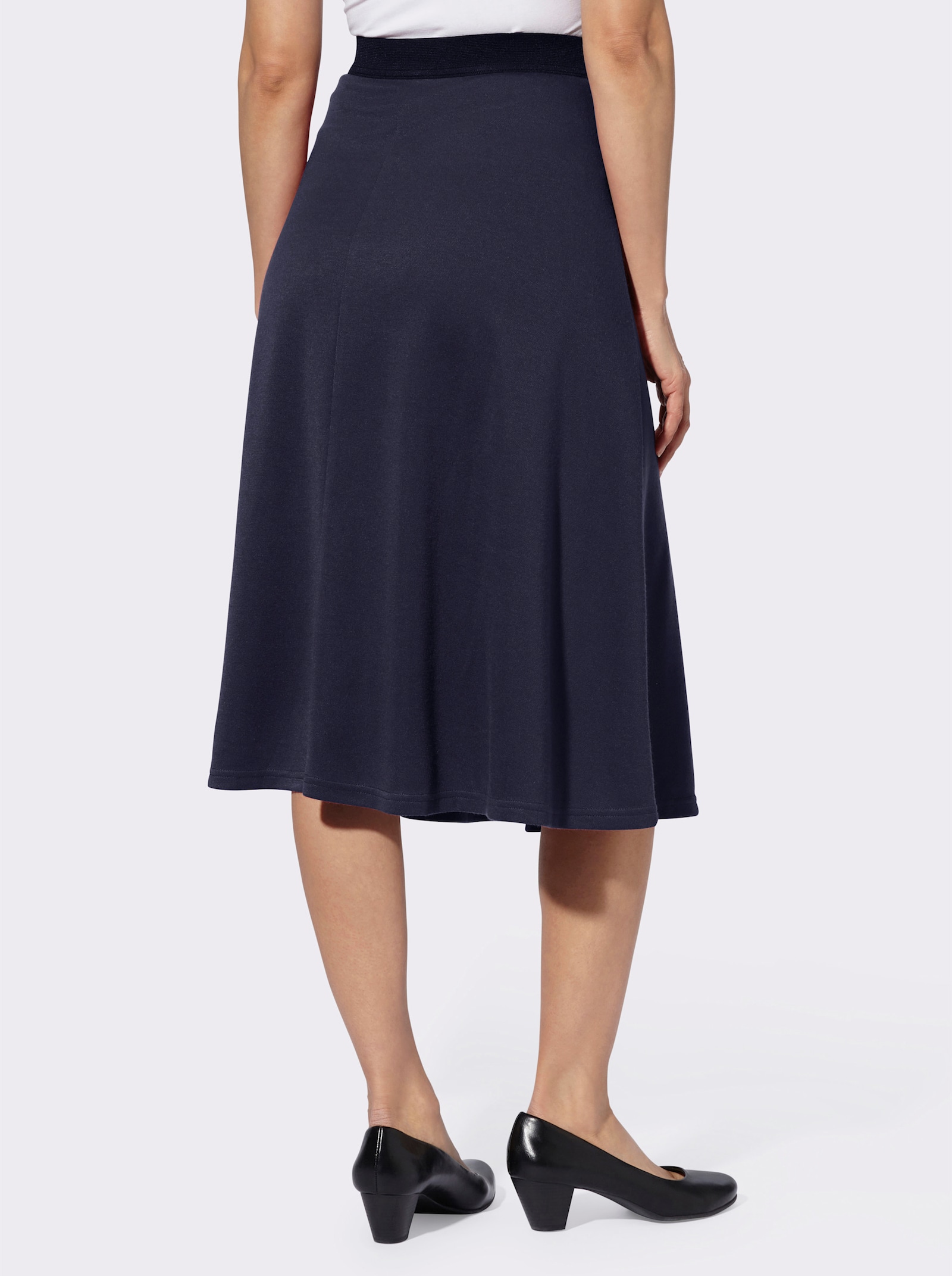 Jerseyrock mit Kontrastbund - marine + jeansblau