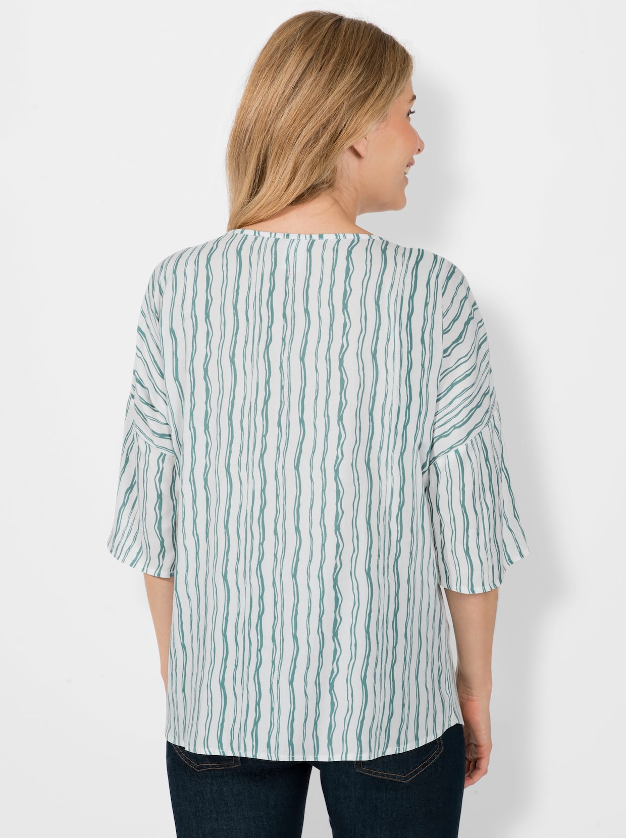 Comfortabele blouse - wit gedessineerd