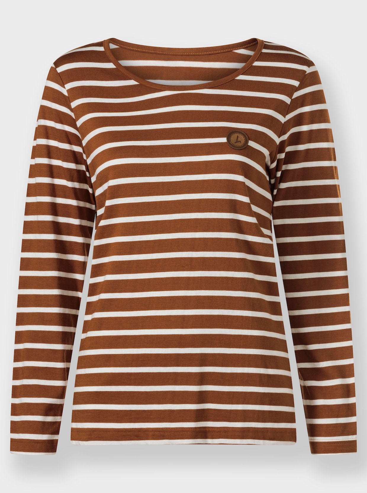 Streepjesshirt - cognac/ecru gestreept