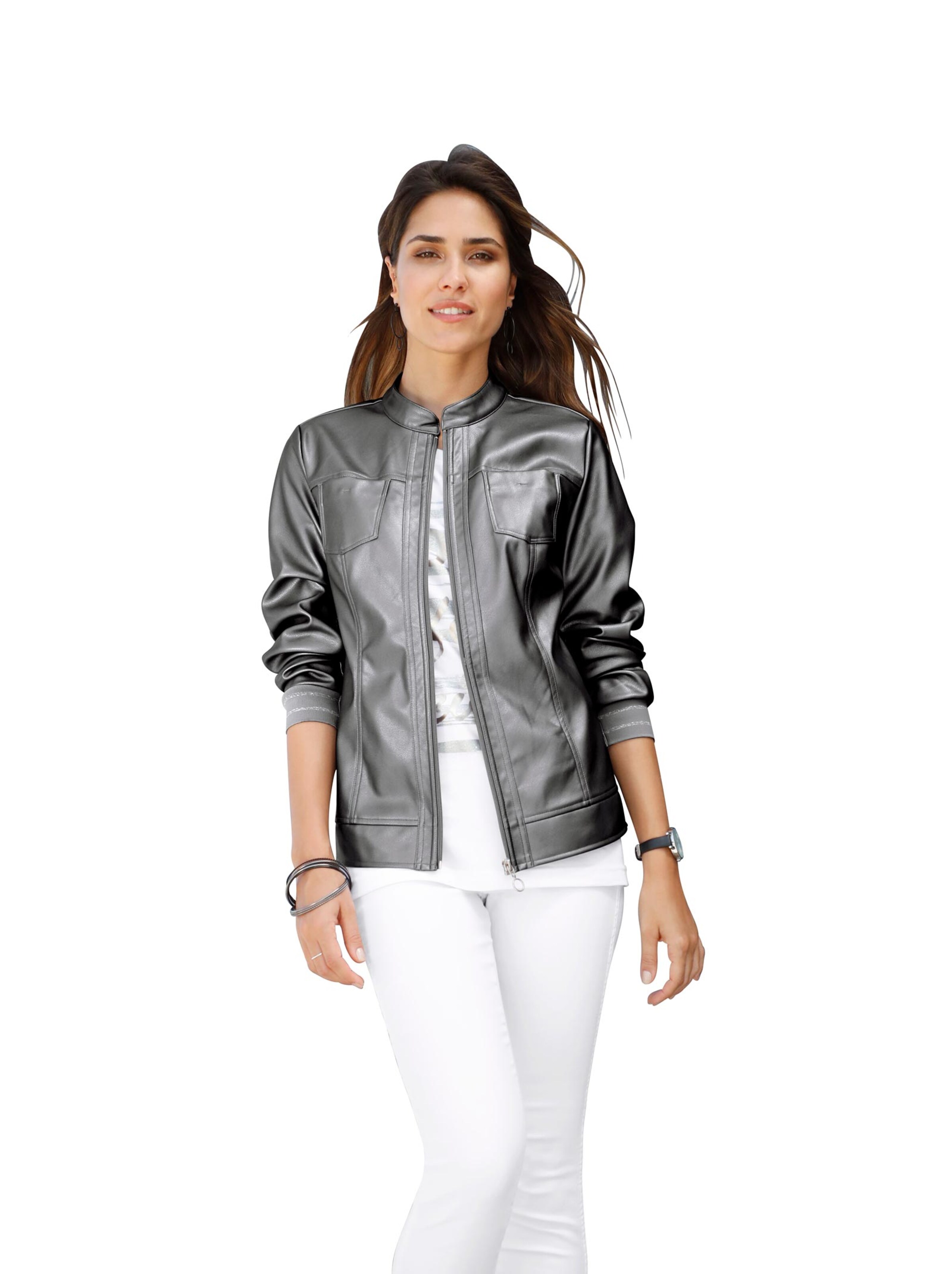 Lederimitat-Jacke - silberfarben