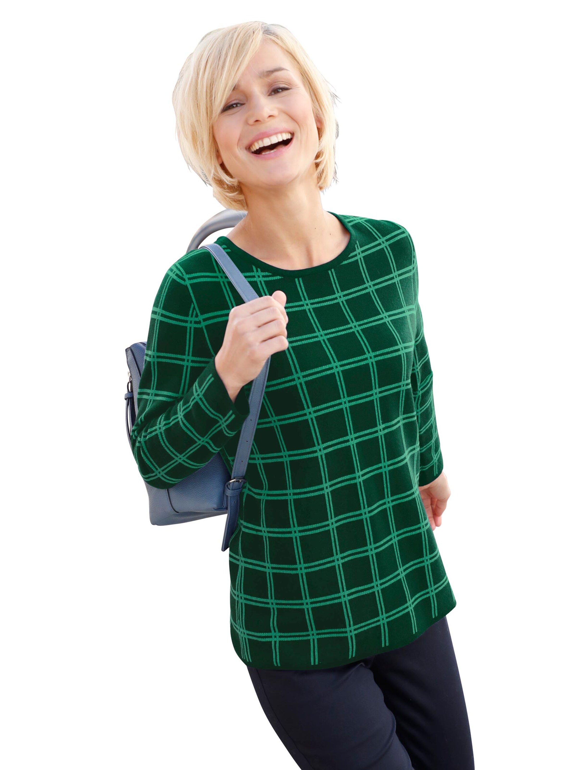 Pullover - grün-gemustert