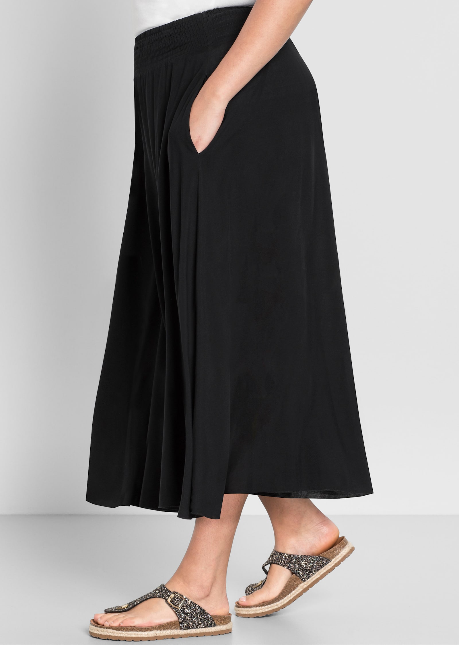 sheego Hosenrock mit Smokbund - schwarz