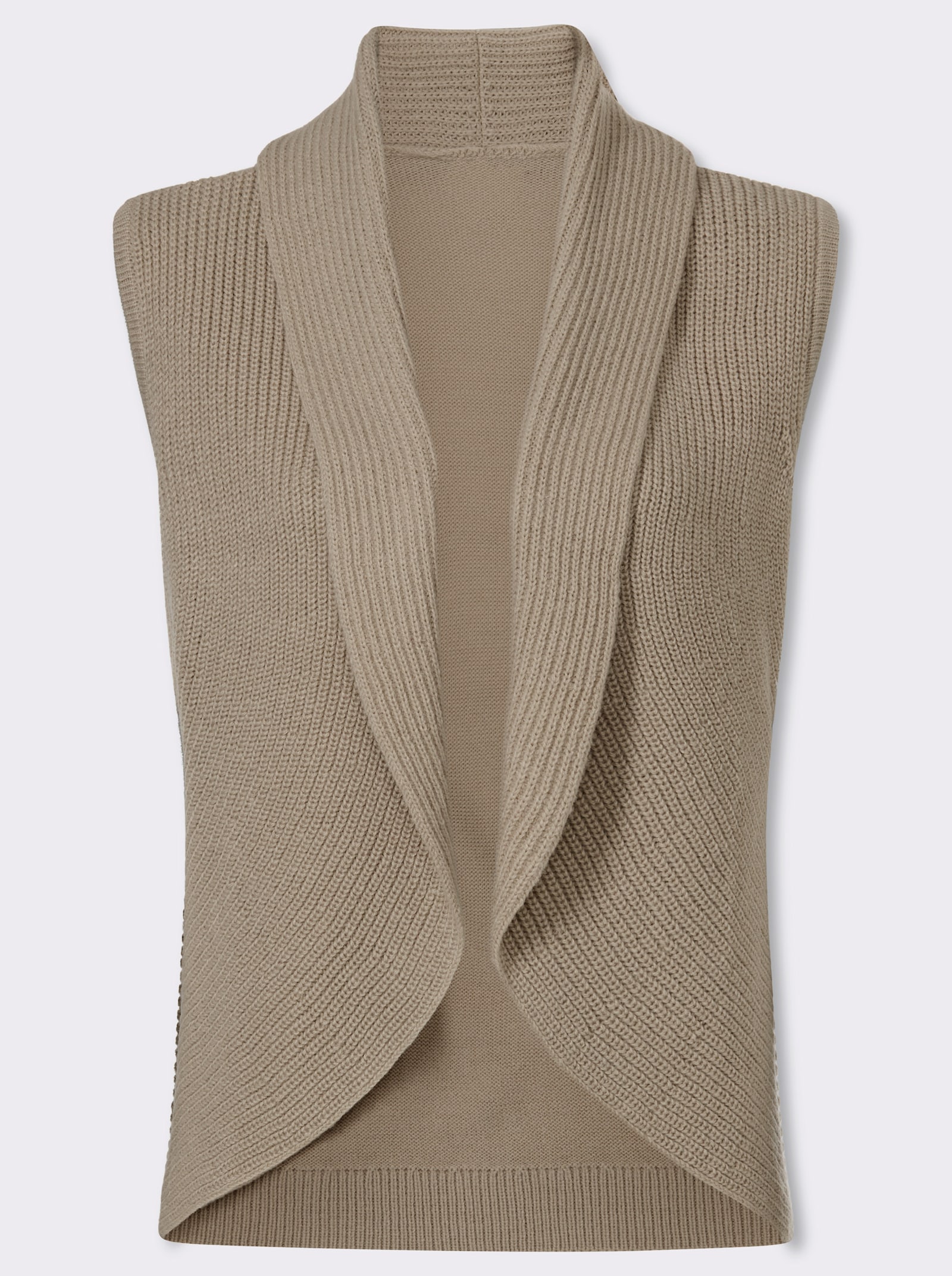 Strickweste mit Schalkragen - sesam