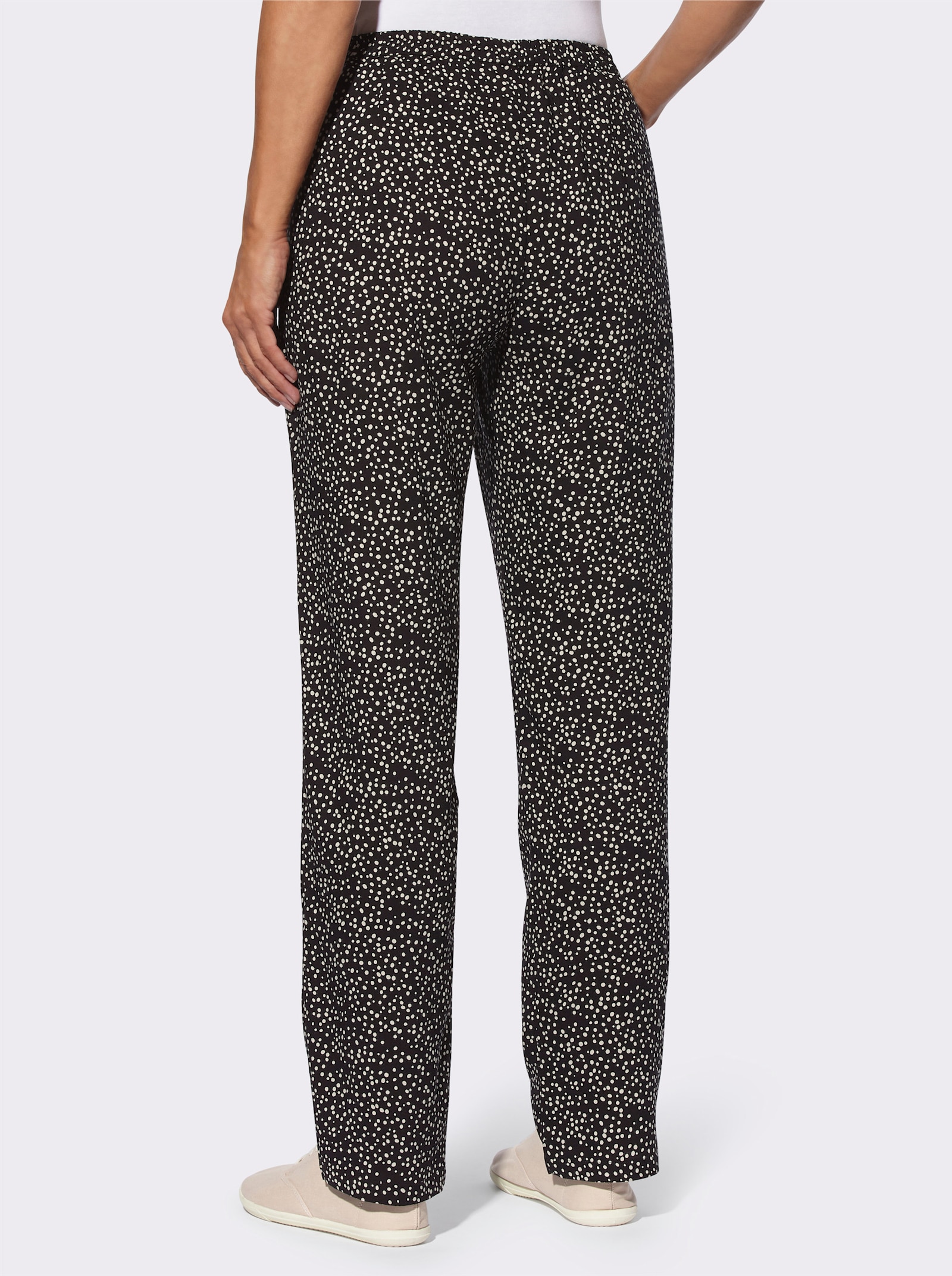 Schlupfhose aus reiner Viskose, bedruckt - schwarz-sand-bedruckt