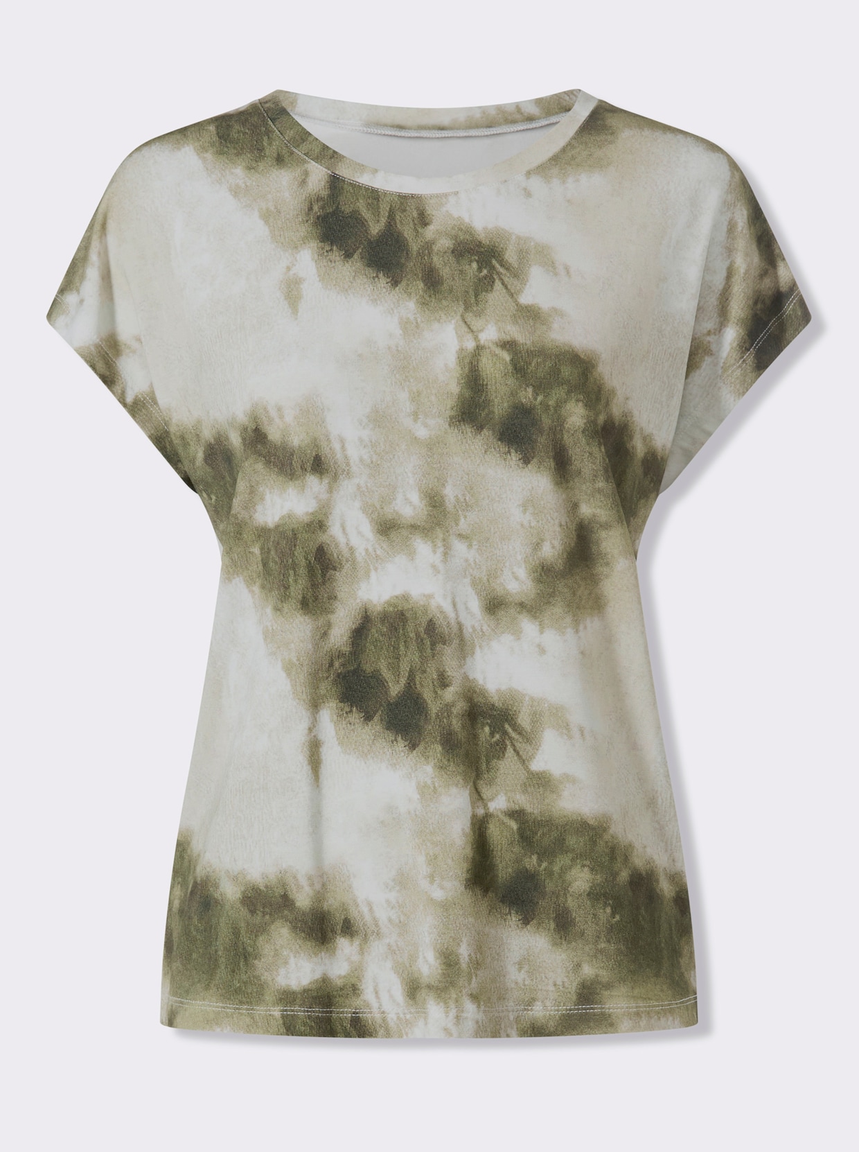 heine Kurzarmshirt - khaki-ecru-bedruckt