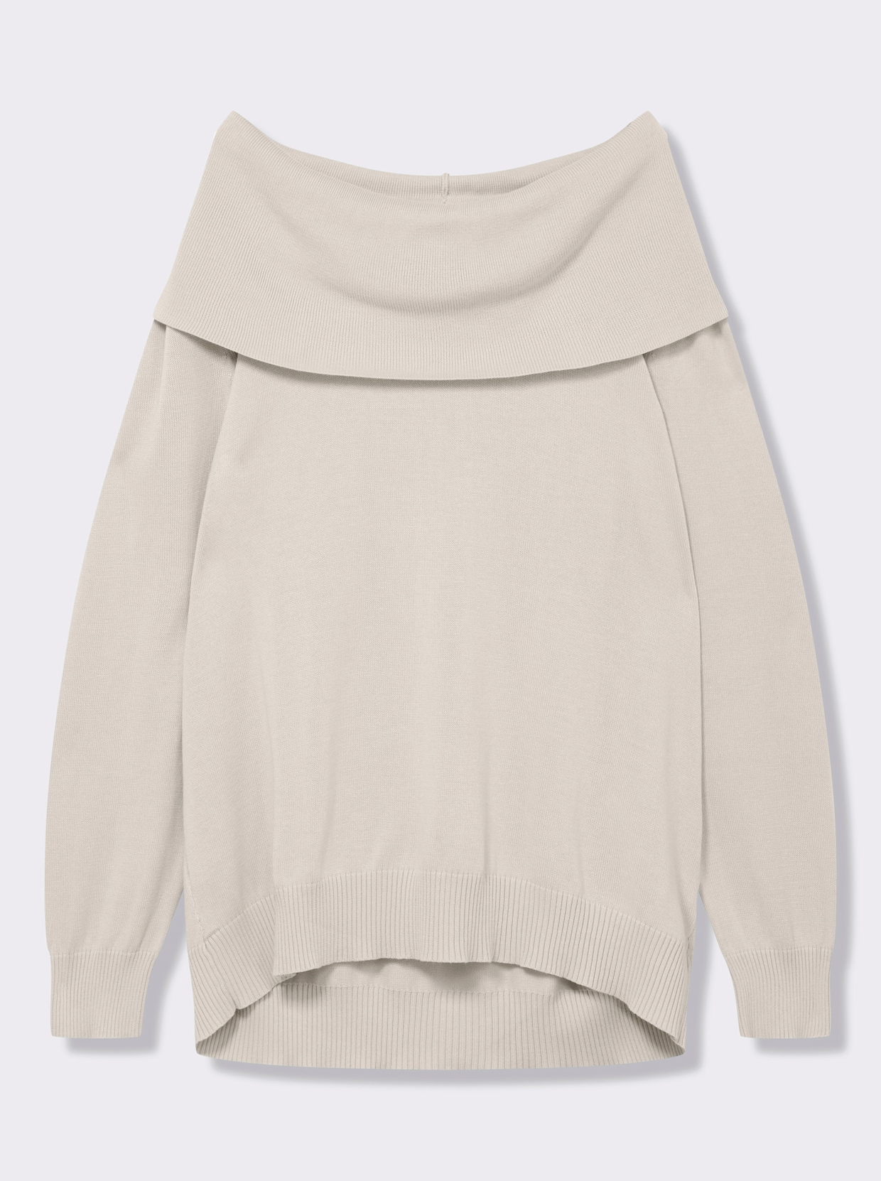 Wasserfallpullover im Baumwoll-Viskose-Mix - wollweiß