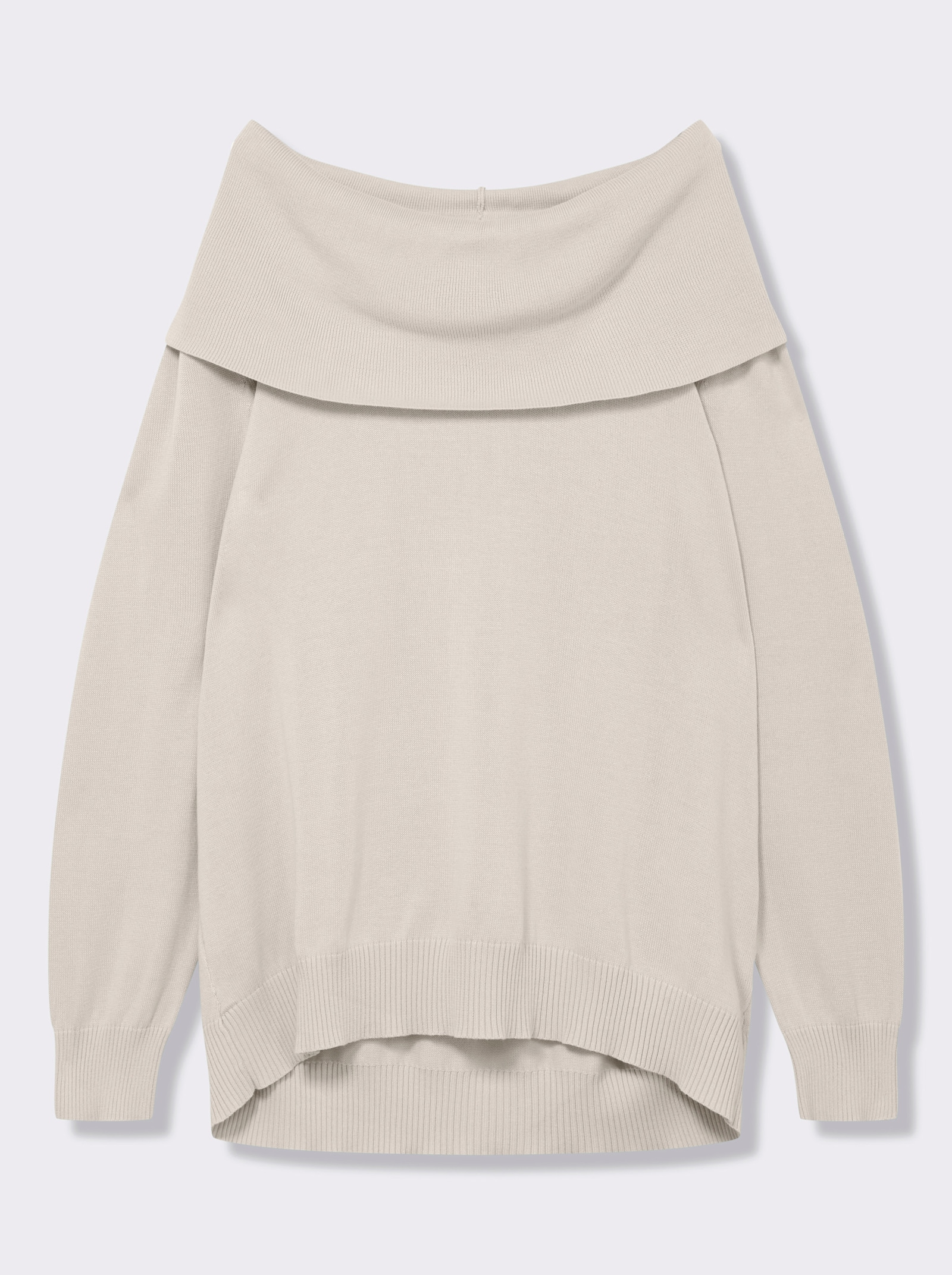 Wasserfallpullover im Baumwoll-Viskose-Mix - wollweiß