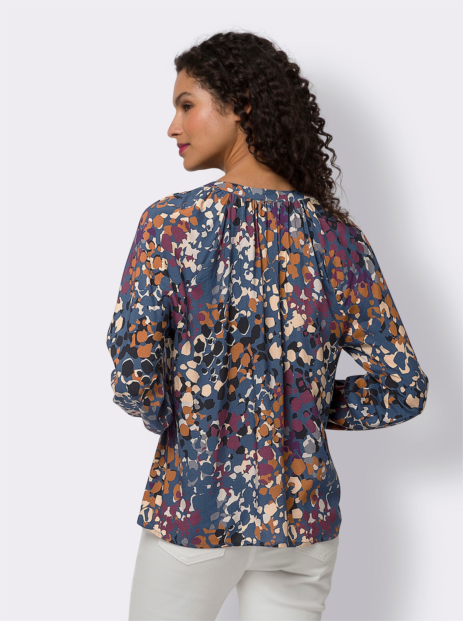 heine Blouse met print van pure viscose - donkerblauw/zwart bedrukt