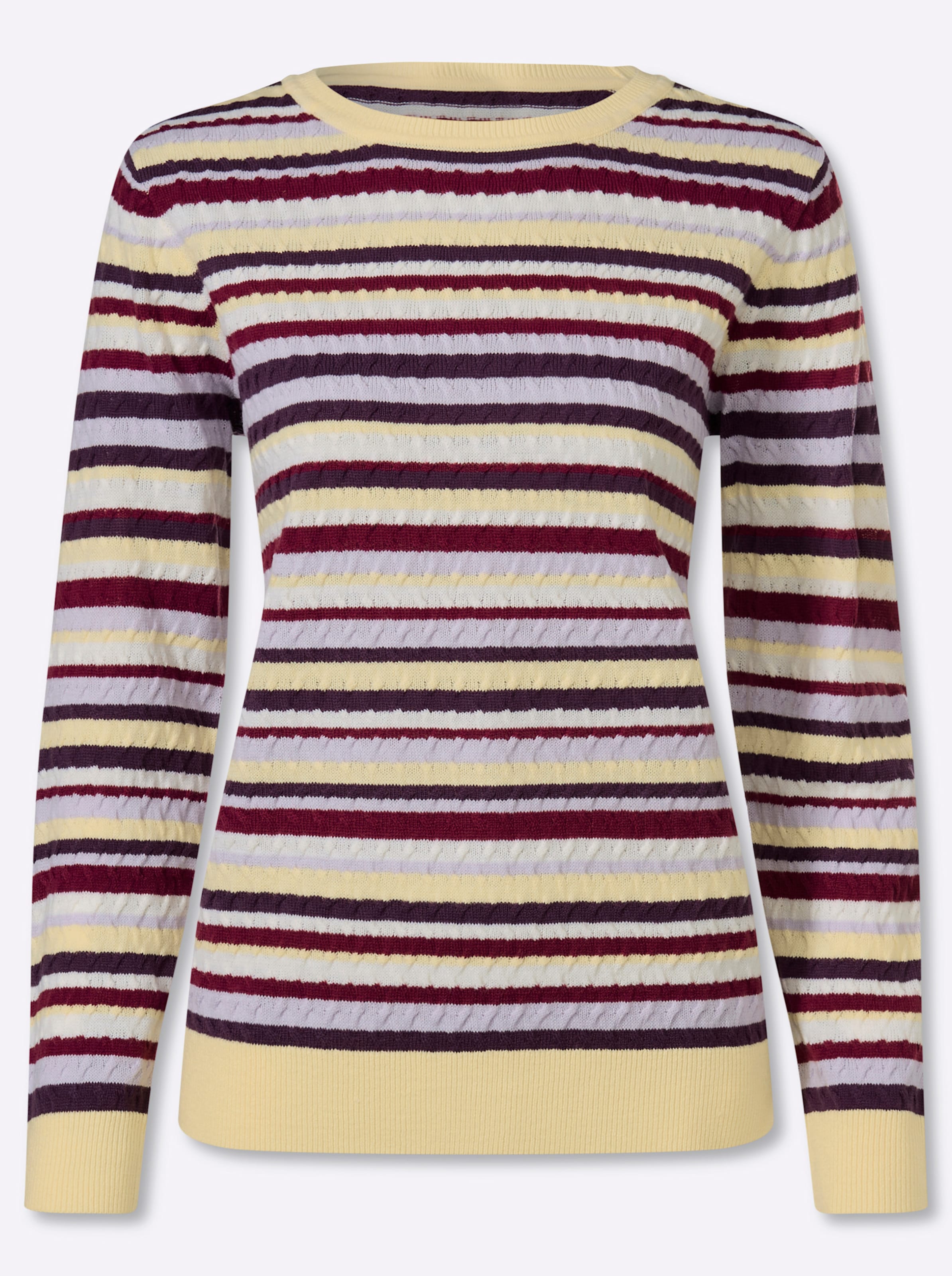 Classic Basics Damen Mauve Traube Geringelt Rundhalspullover "Langarm-Pullover" von Baur - Bild 2
