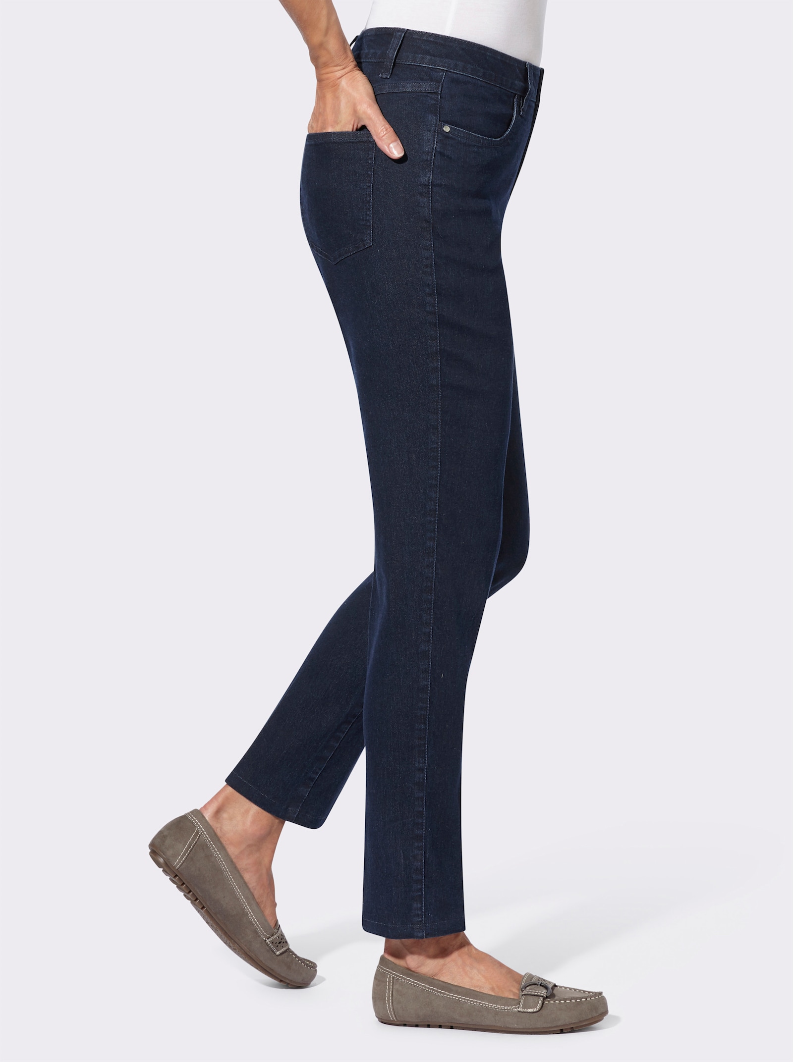Jeans met borduursel - dark-blue