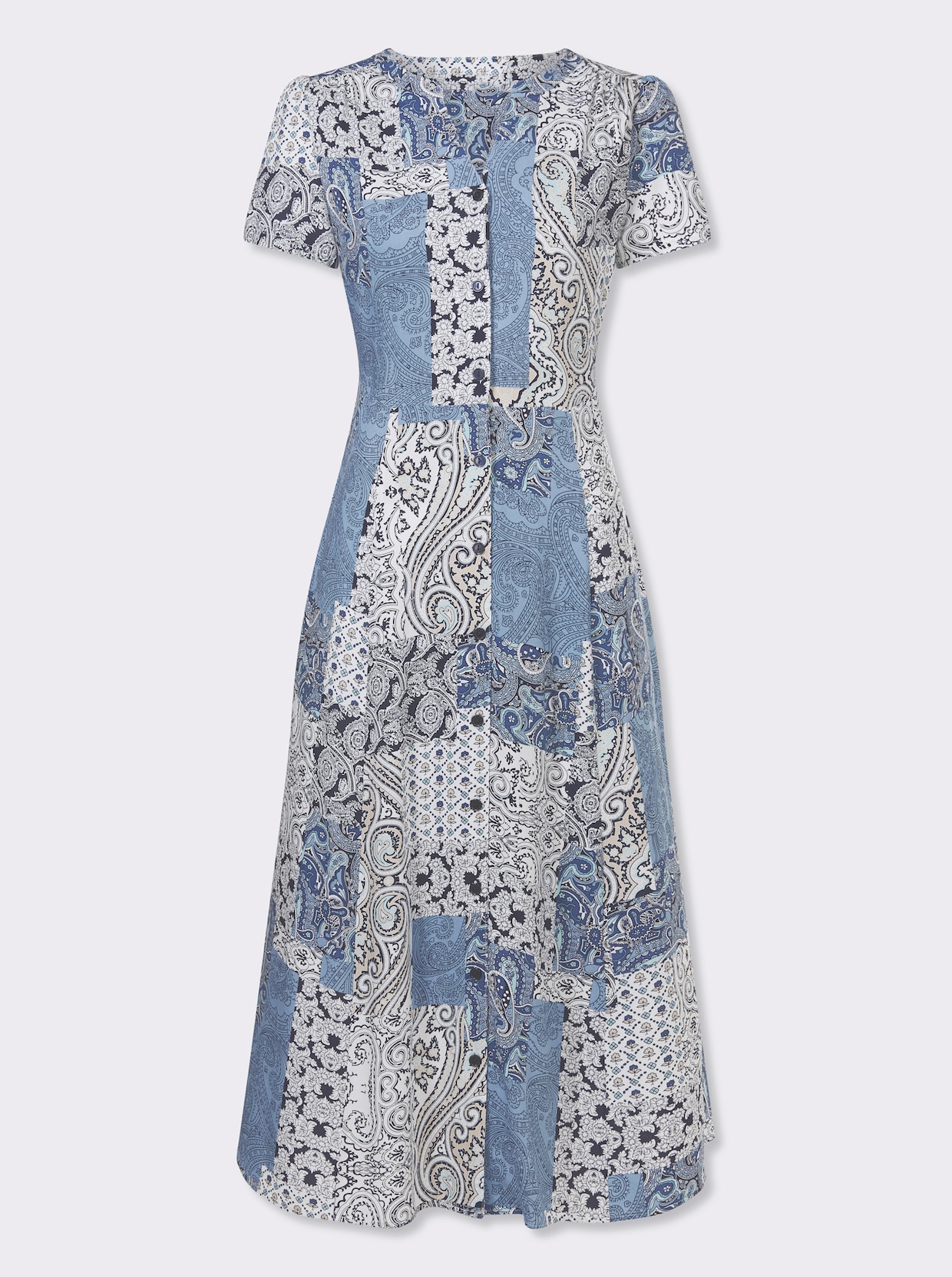 Sommerkleid - ecru-bleu-bedruckt