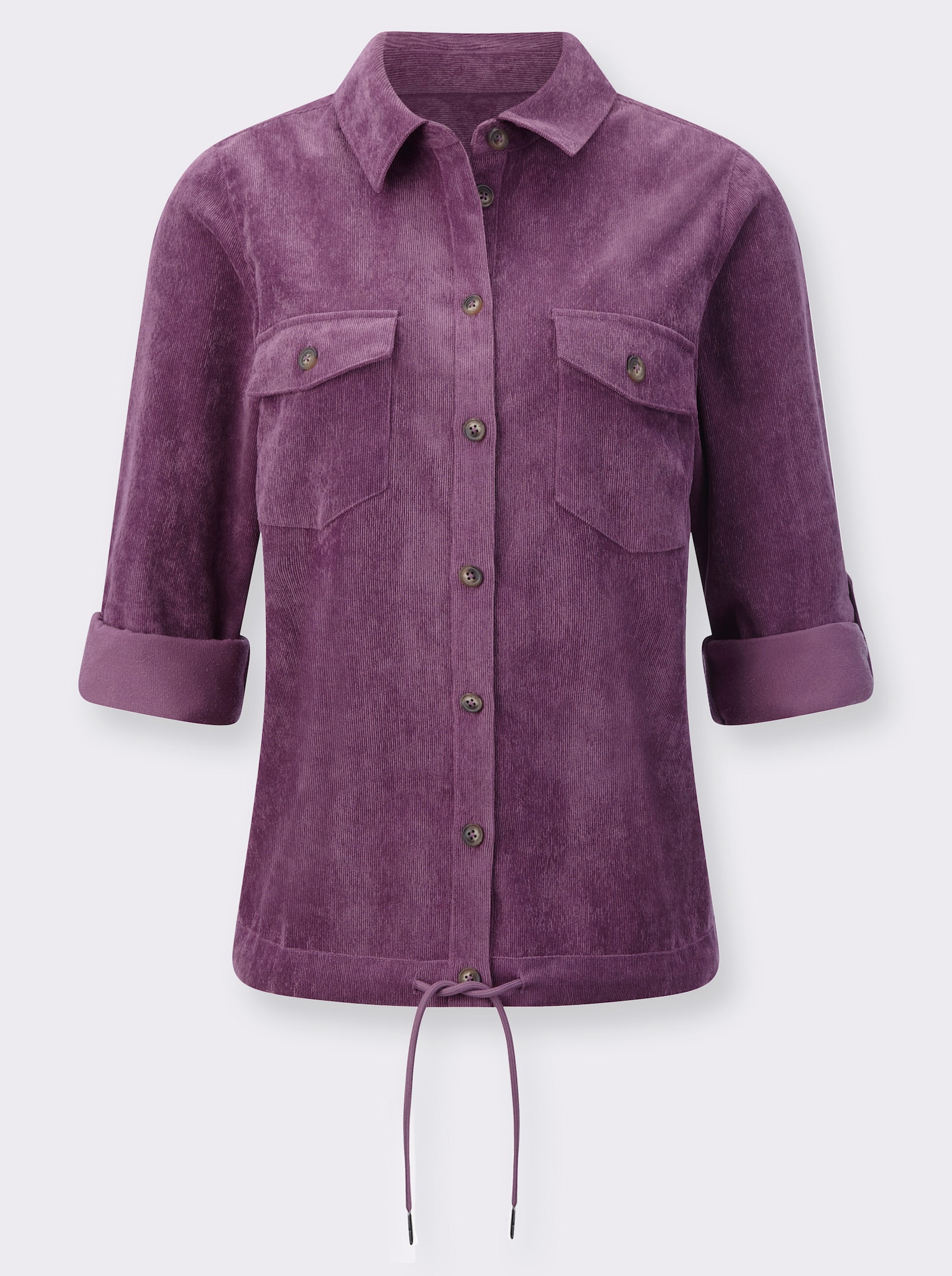 Langarm-Bluse aus Cord - violett
