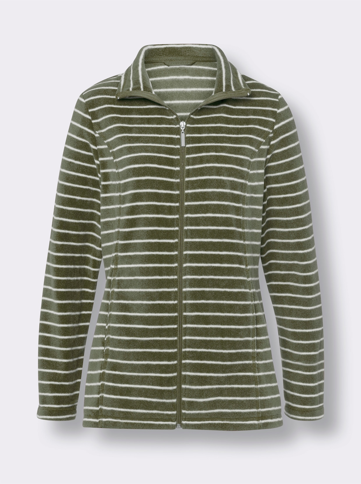 Fleecejacke - khaki-ecru-geringelt