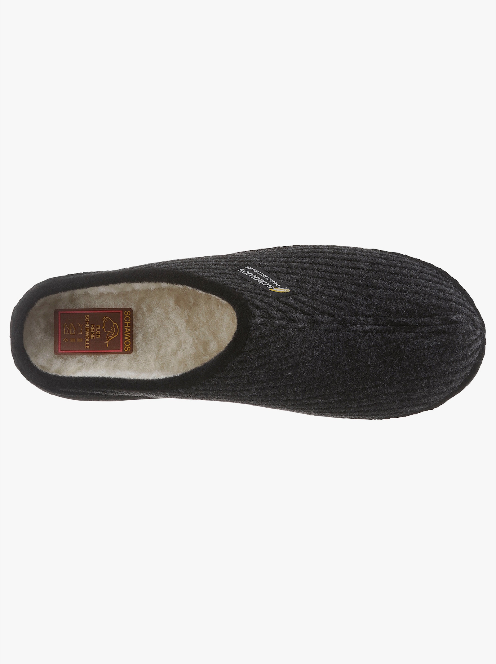 Schawos Pantoffel mit Schurwolle im Flor - grau