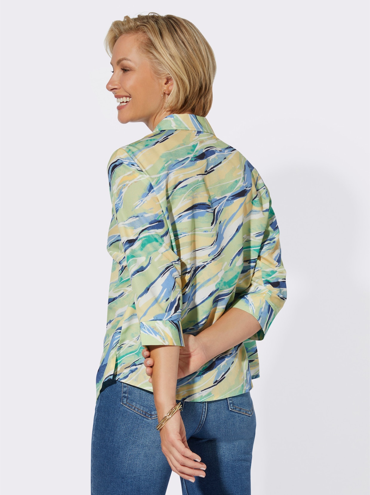 Blouse met print - pistache/vanille bedrukt