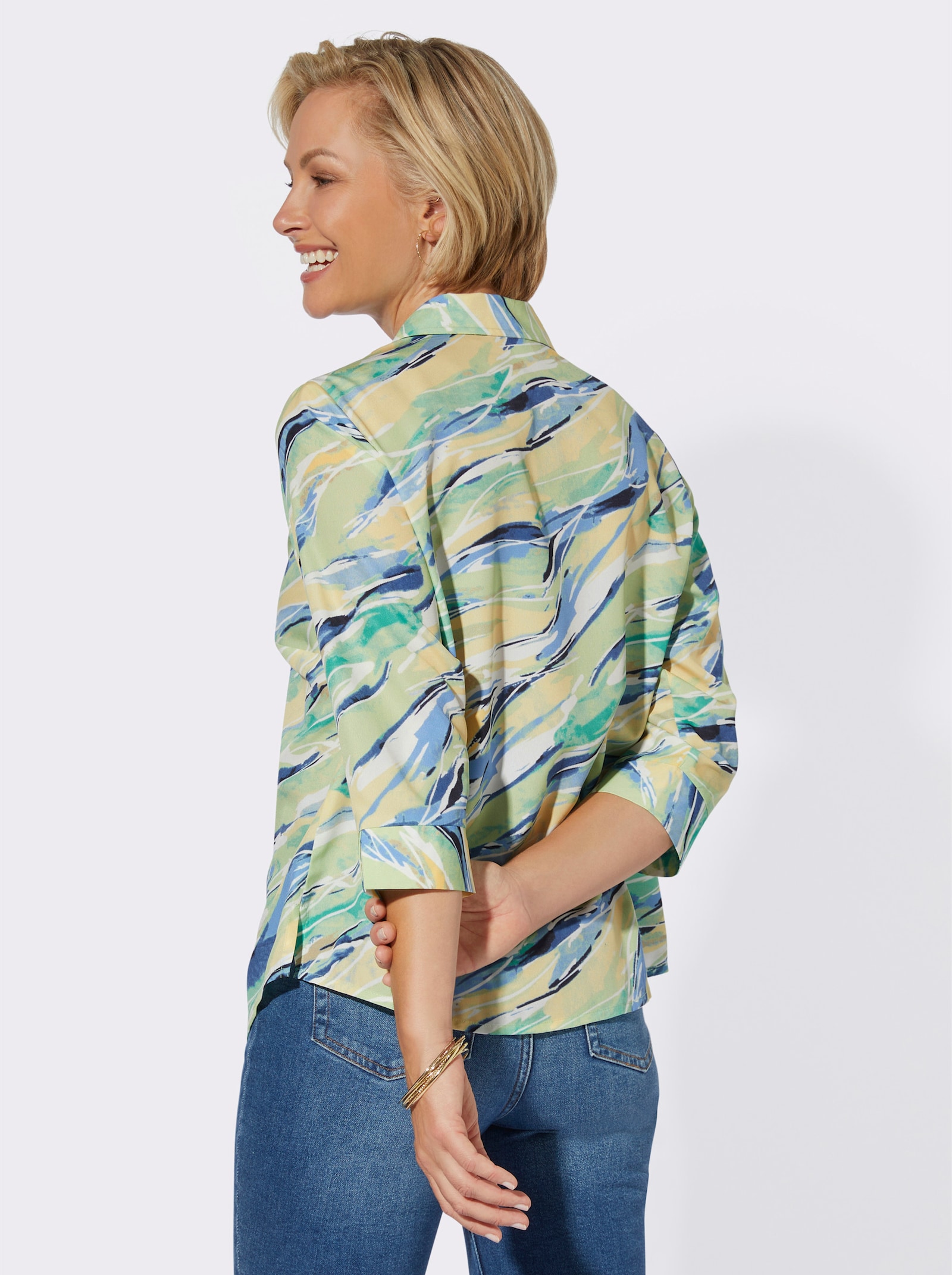 Druckbluse mit 3/4-Ärmeln - pistazie-vanille-bedruckt