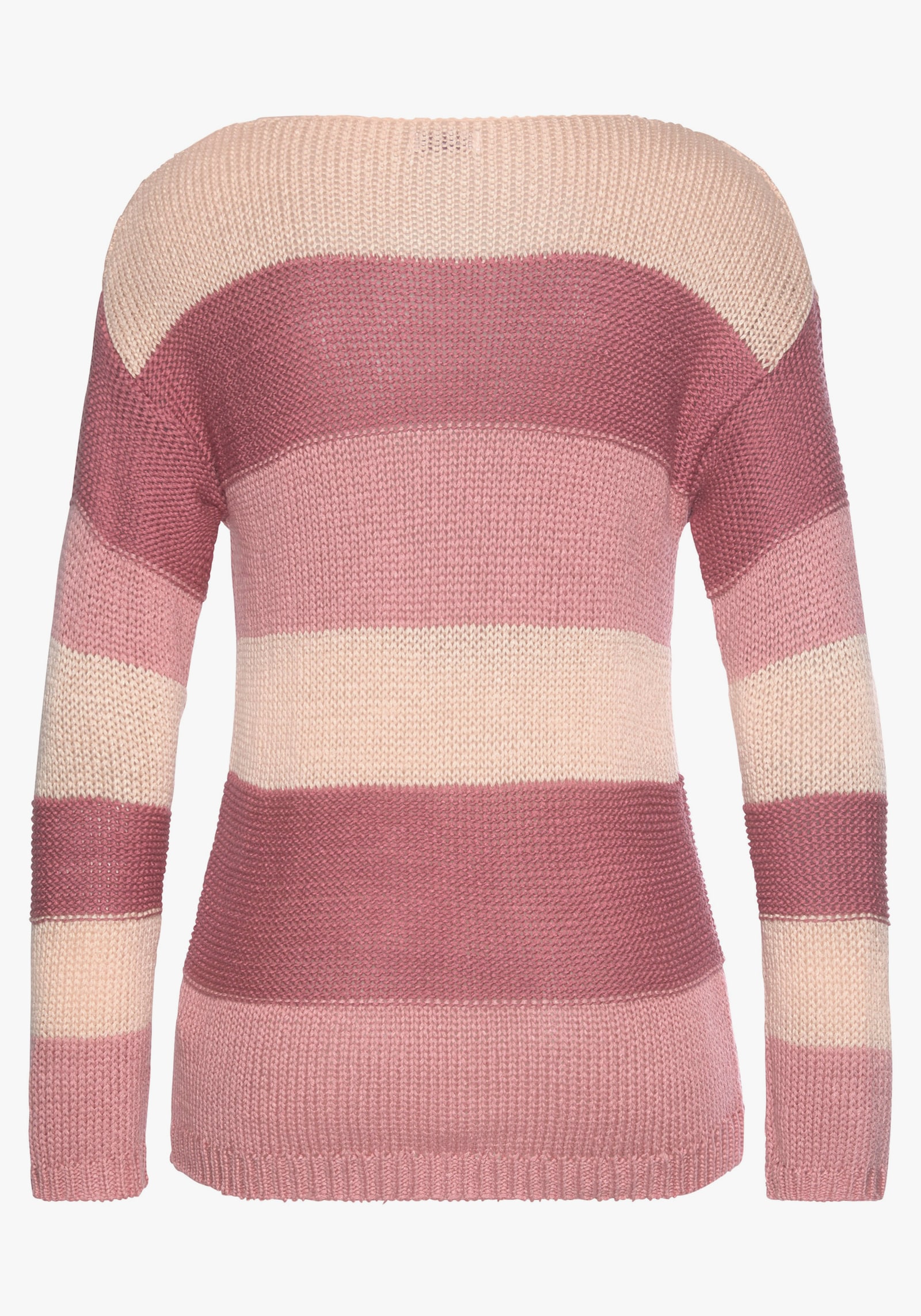 LASCANA Gestreepte pullover - lichtroze/bordeaux/zalm