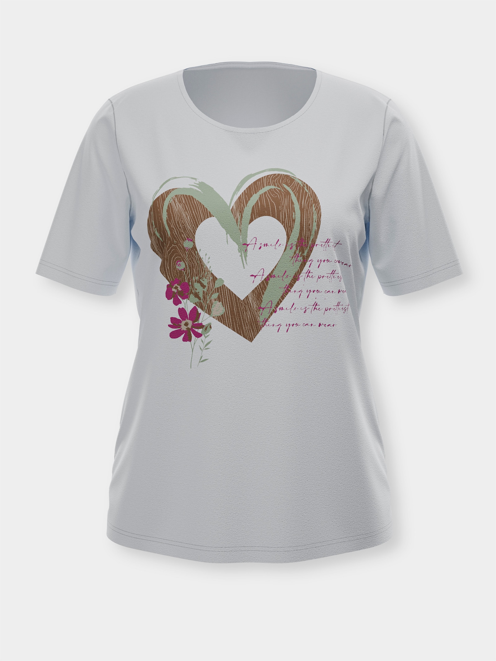 Kurzarmshirt im Trachtenstil - ecru-braun