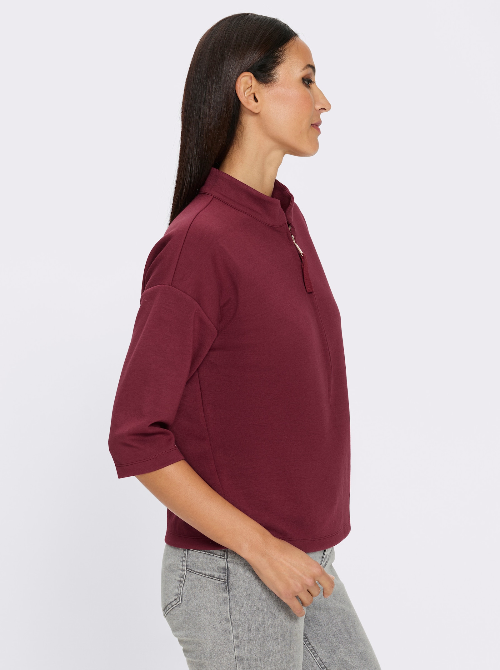 heine Sweatshirt mit Reißverschluss - dunkelrot