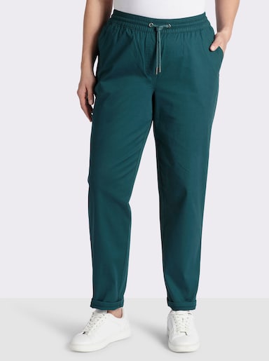sheego Chinohose mit Gummibund und Bindeband - petrol