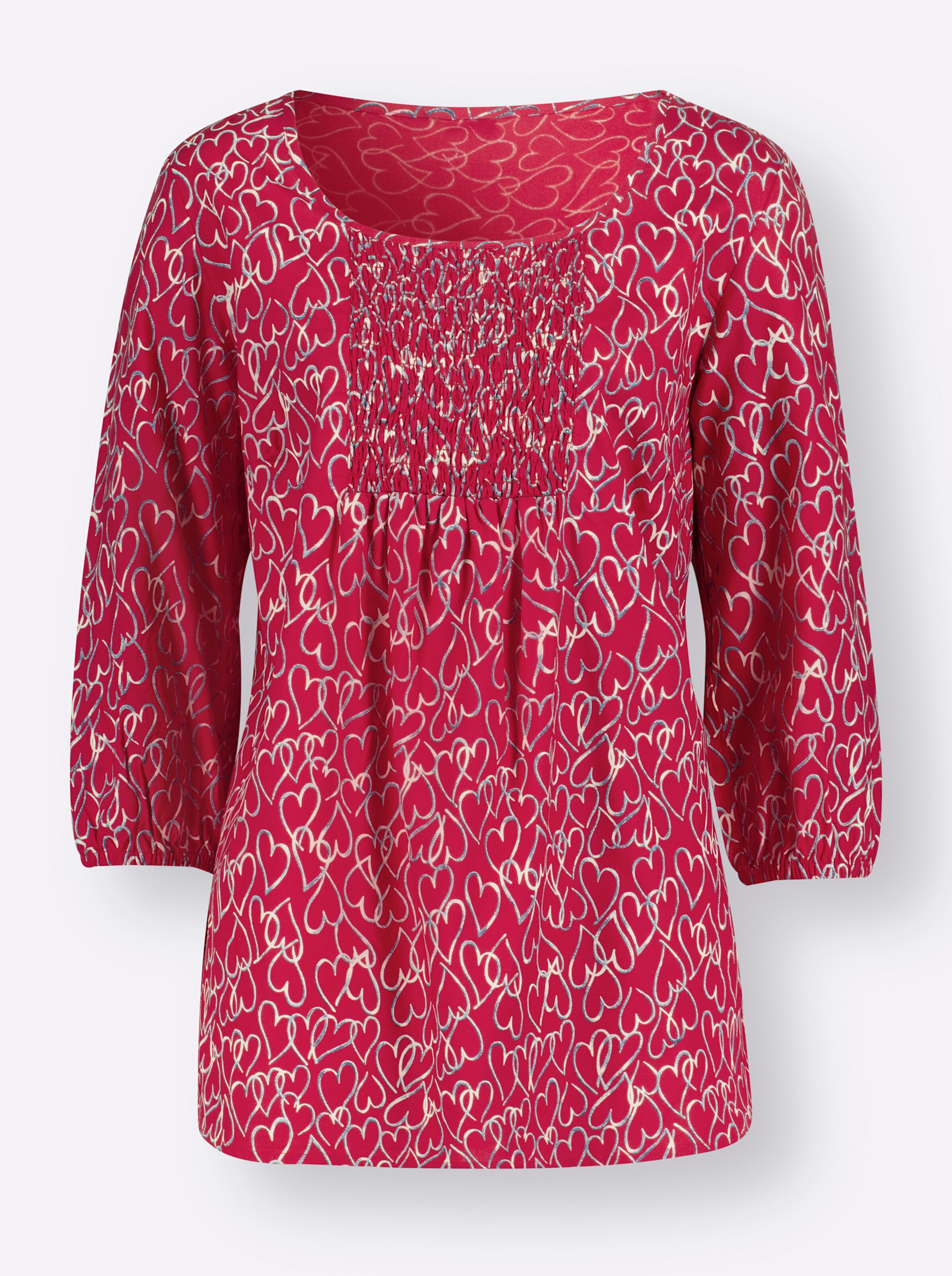 Witt Weiden Damen Druckbluse rot dunkelblau bedruckt  - Onlineshop Witt Weiden