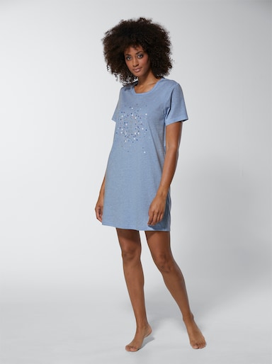 wäschepur Sleepshirts in Melange-Qualität - hellblau-meliert + rosé-meliert
