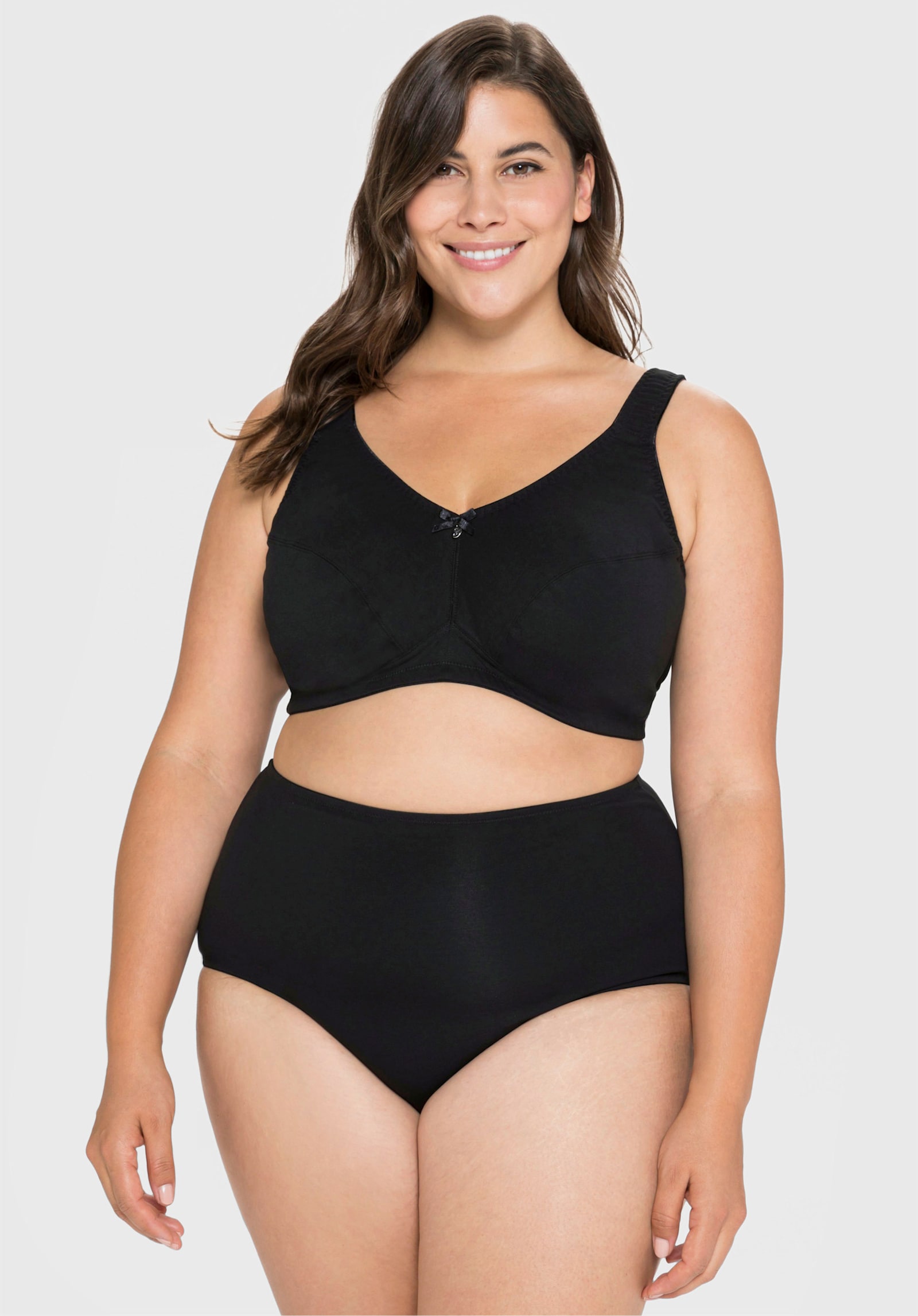 sheego Steunbeha zonder beugel in set van 2 - zwart + zwart geprint